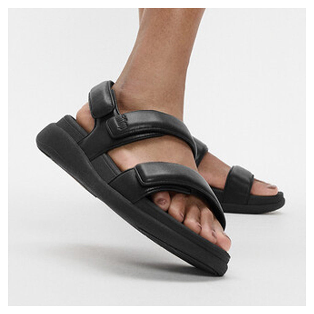 Women's FitFlop F-MODE GO Adjustable Back-Strap Sandal BLACK IV9-090