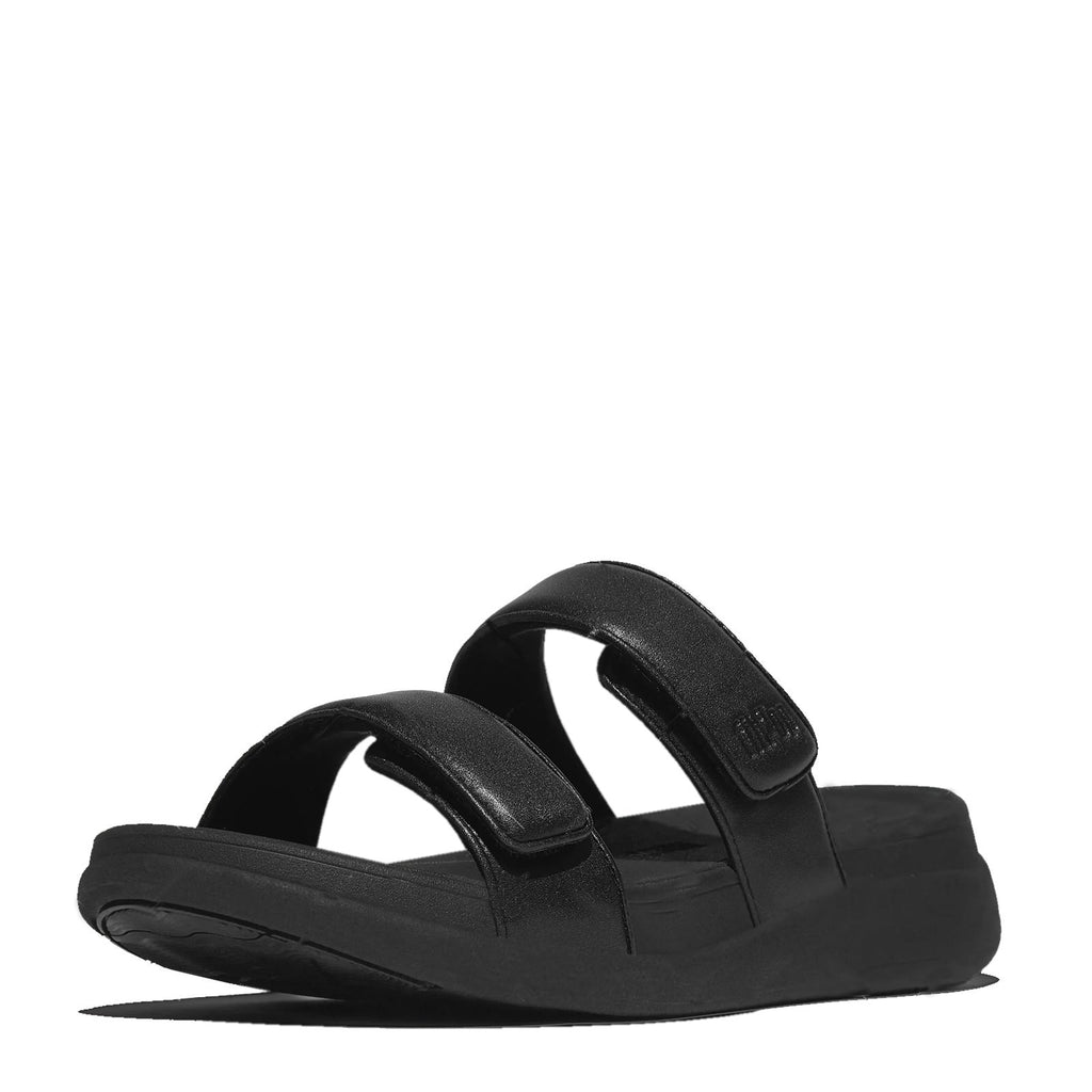 Women's FitFlop F-MODE GO Adjustable Two-Bar Slide Sandal BLACK IW2-090