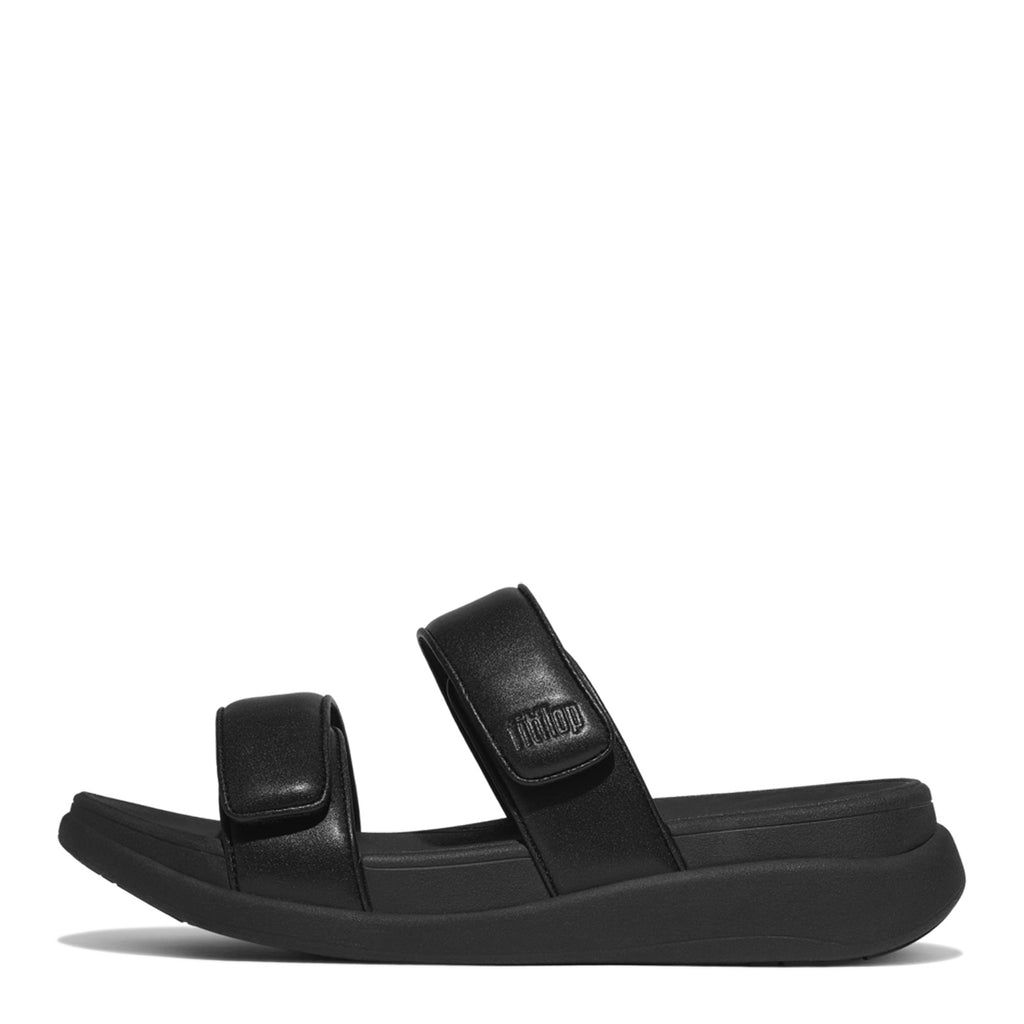 Women's FitFlop F-MODE GO Adjustable Two-Bar Slide Sandal BLACK IW2-090