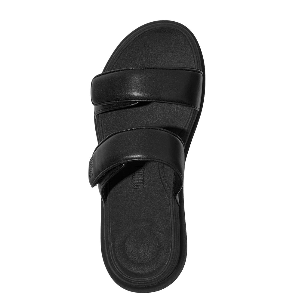 Women's FitFlop F-MODE GO Adjustable Two-Bar Slide Sandal BLACK IW2-090