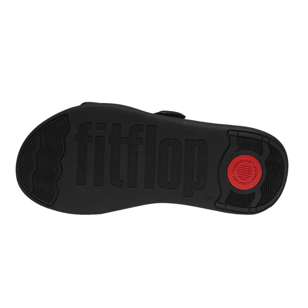 Women's FitFlop F-MODE GO Adjustable Two-Bar Slide Sandal BLACK IW2-090