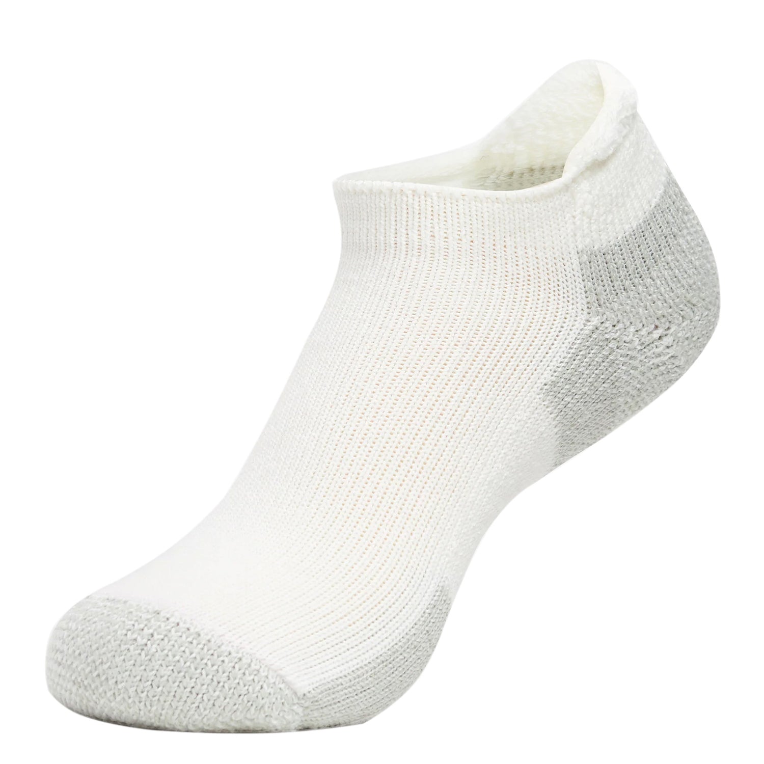 Peltz Shoes  Unisex Thorlo Socks Maximum Cushion Rolltop Running Socks- 1 Pair White Platinum J00000-WPL