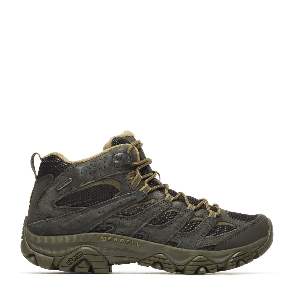 Men's Merrell Moab 3 Mid Waterproof Hiking Boot - Wide Width BLACK BELUGA J00003598W