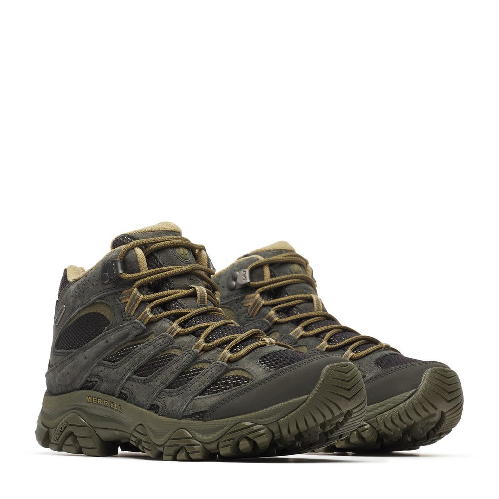Men's Merrell Moab 3 Mid Waterproof Hiking Boot - Wide Width BLACK BELUGA J00003598W