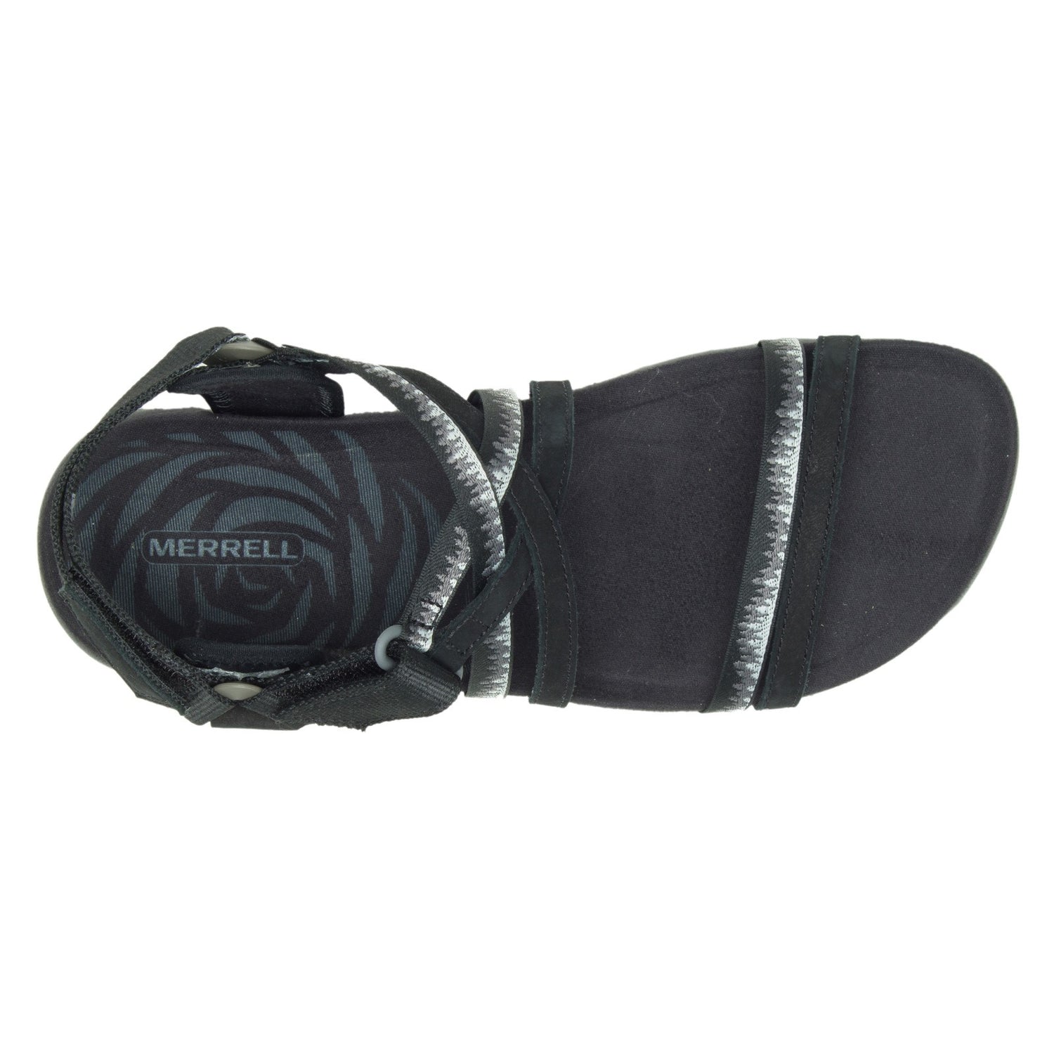Peltz Shoes  Women's Merrell Terran Cush 3 Lattice Sandal - Wide Width BLACK J002712W