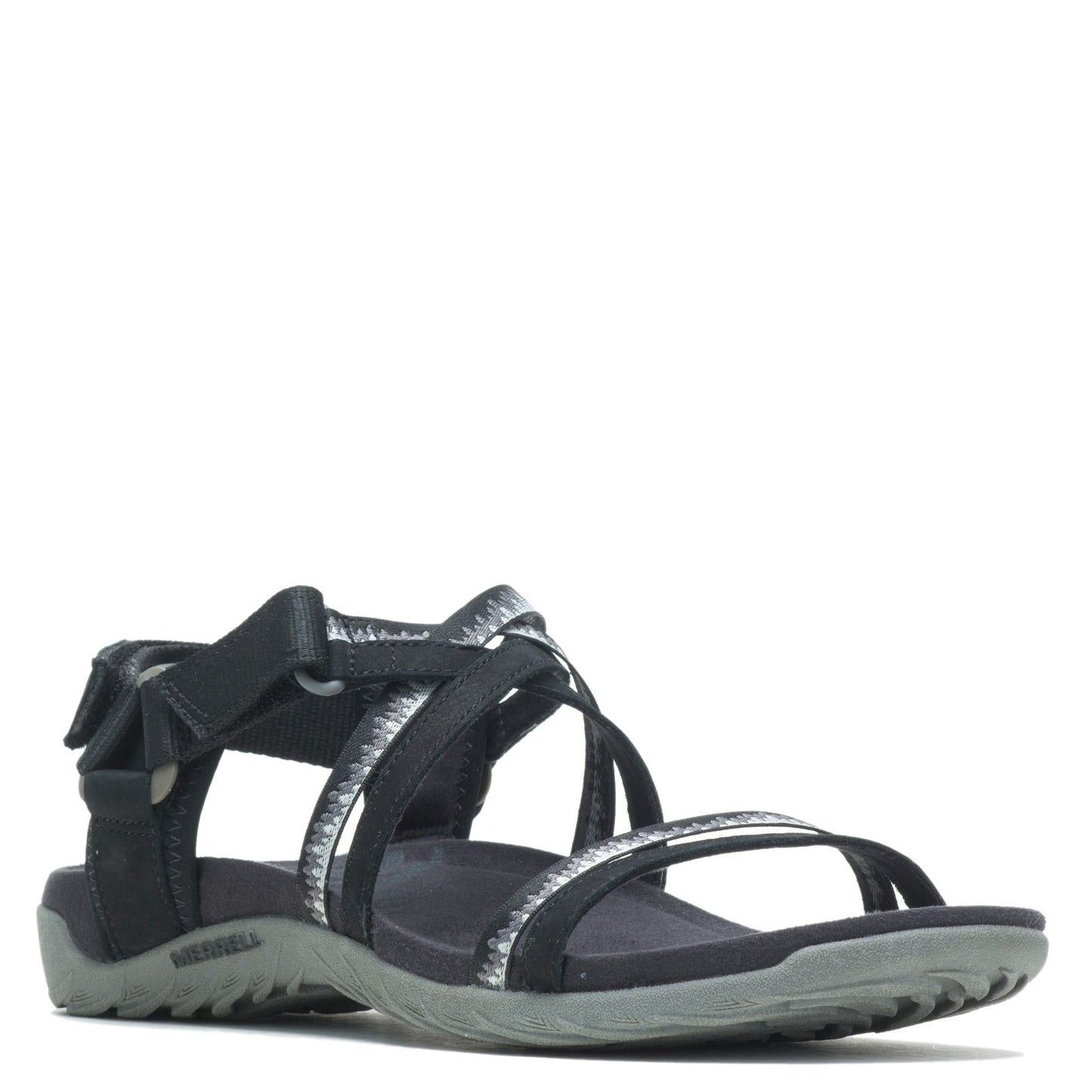 Peltz Shoes  Women's Merrell Terran Cush 3 Lattice Sandal BLACK J002712