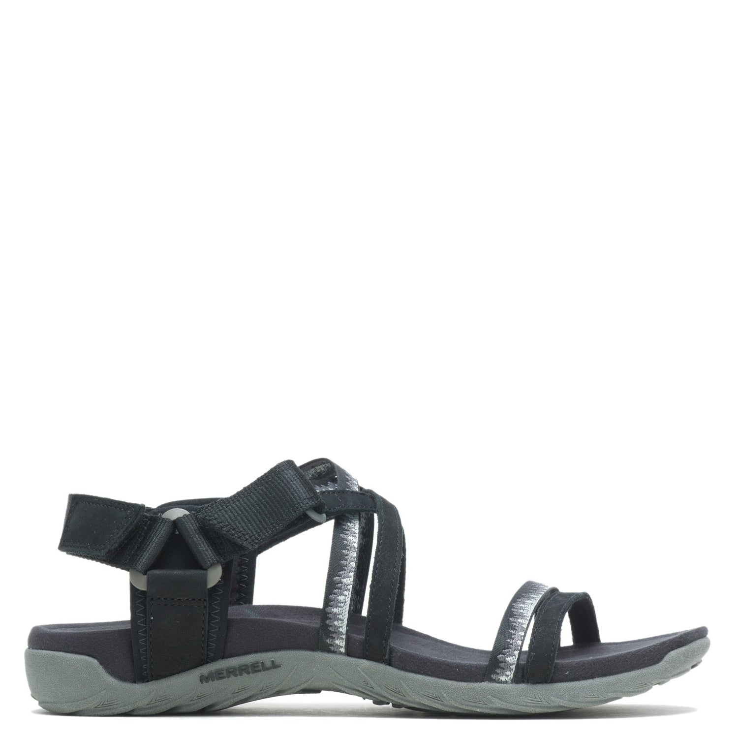 Peltz Shoes  Women's Merrell Terran Cush 3 Lattice Sandal BLACK J002712