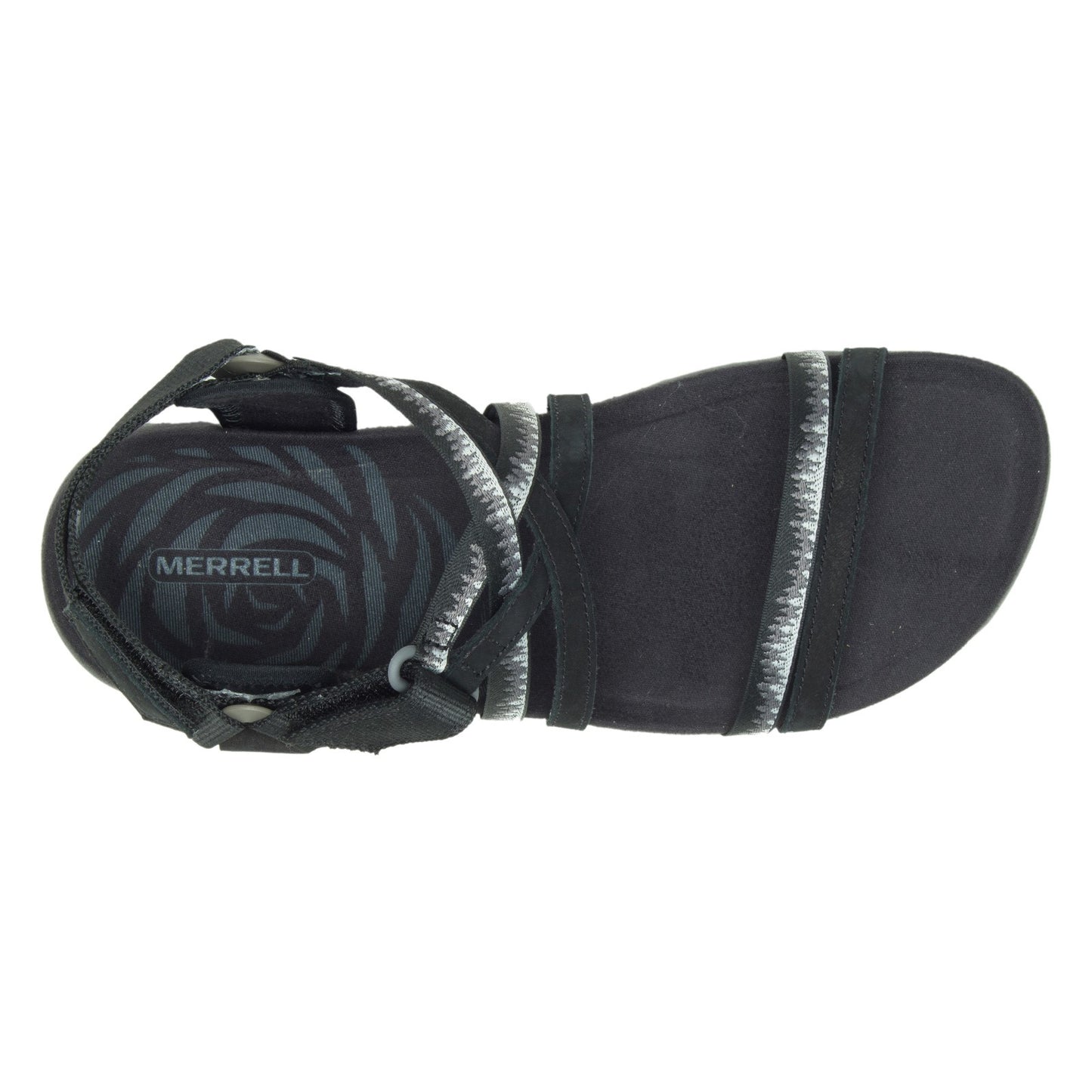Peltz Shoes  Women's Merrell Terran Cush 3 Lattice Sandal BLACK J002712