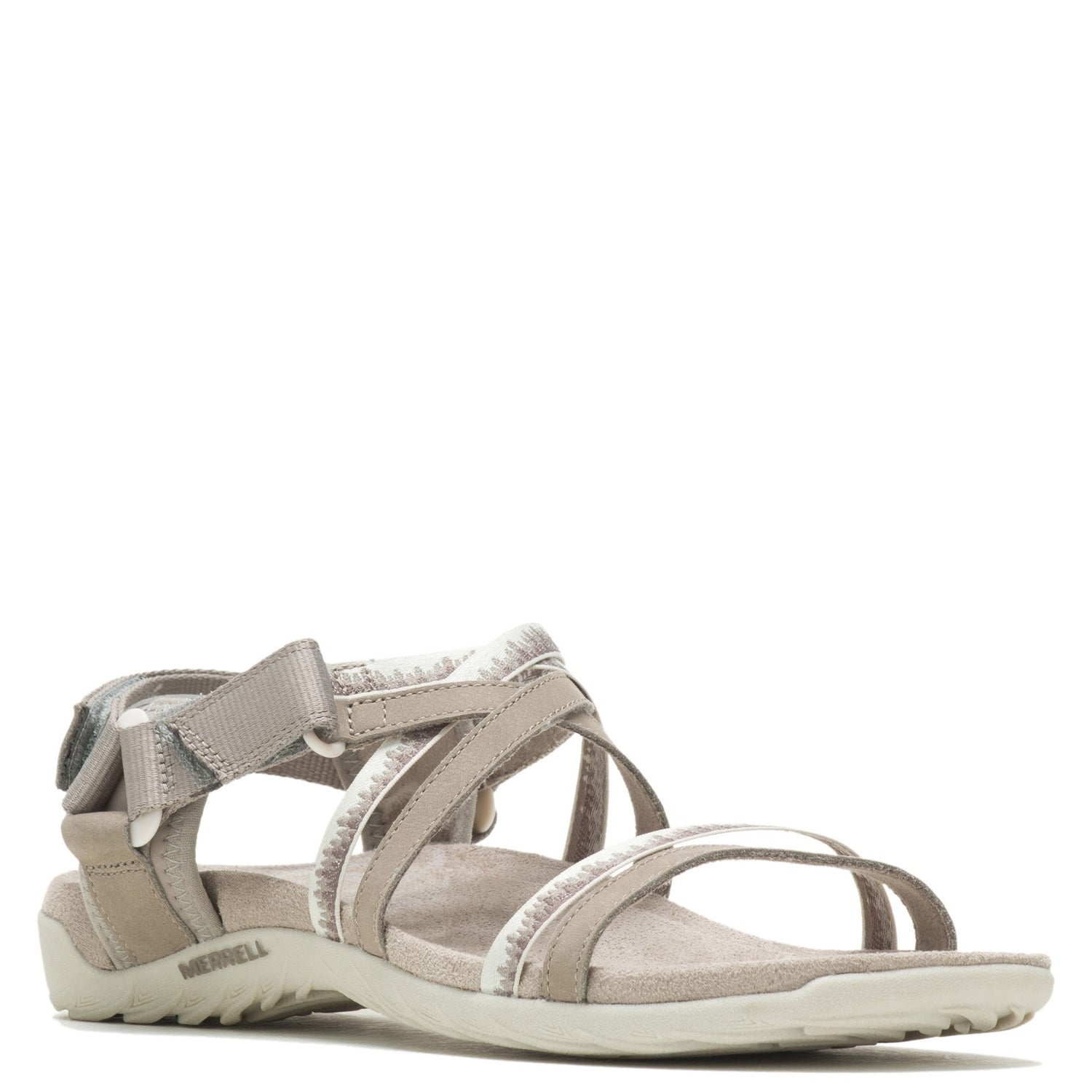 Peltz Shoes  Women's Merrell Terran Cush 3 Lattice Sandal MOONBEAM J002716