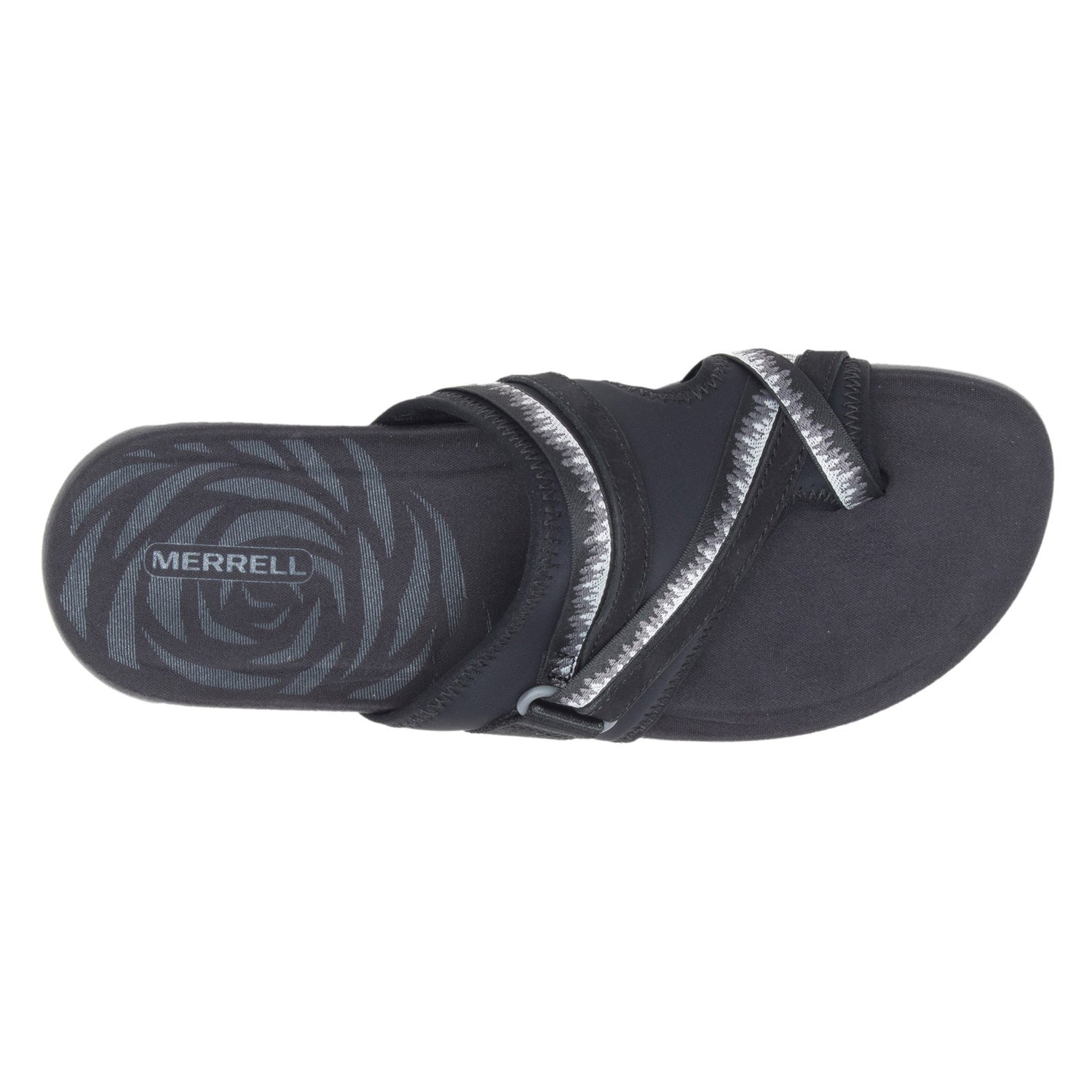 Peltz Shoes  Women's Merrell Terran Cush 3 Post Sandal - Wide Width BLACK J002728W