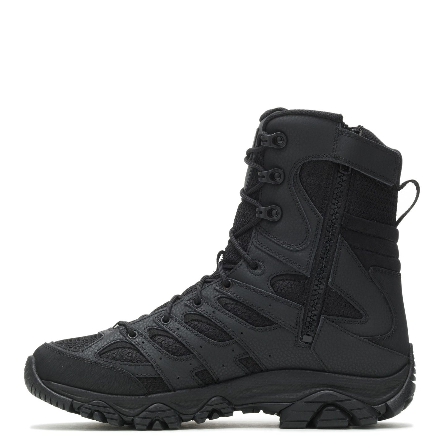 Peltz Shoes  Men's Merrell Moab 3 WP Tactical Zip 8in Work Boot - Wide Width Black J003907W