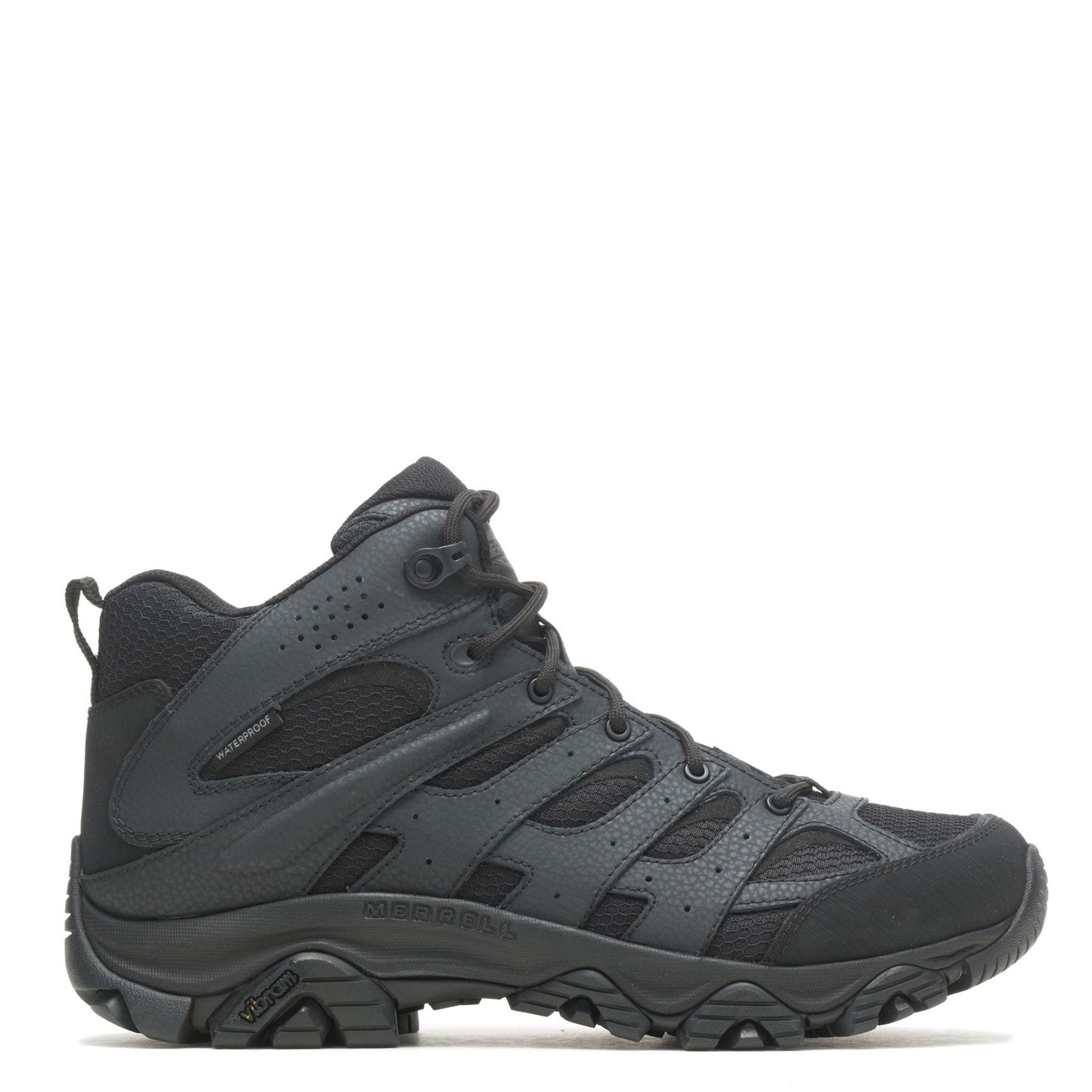 Peltz Shoes  Men's Merrell Moab 3 Mid WP Tactical Work Boot - Wide WIdth Black J003911W