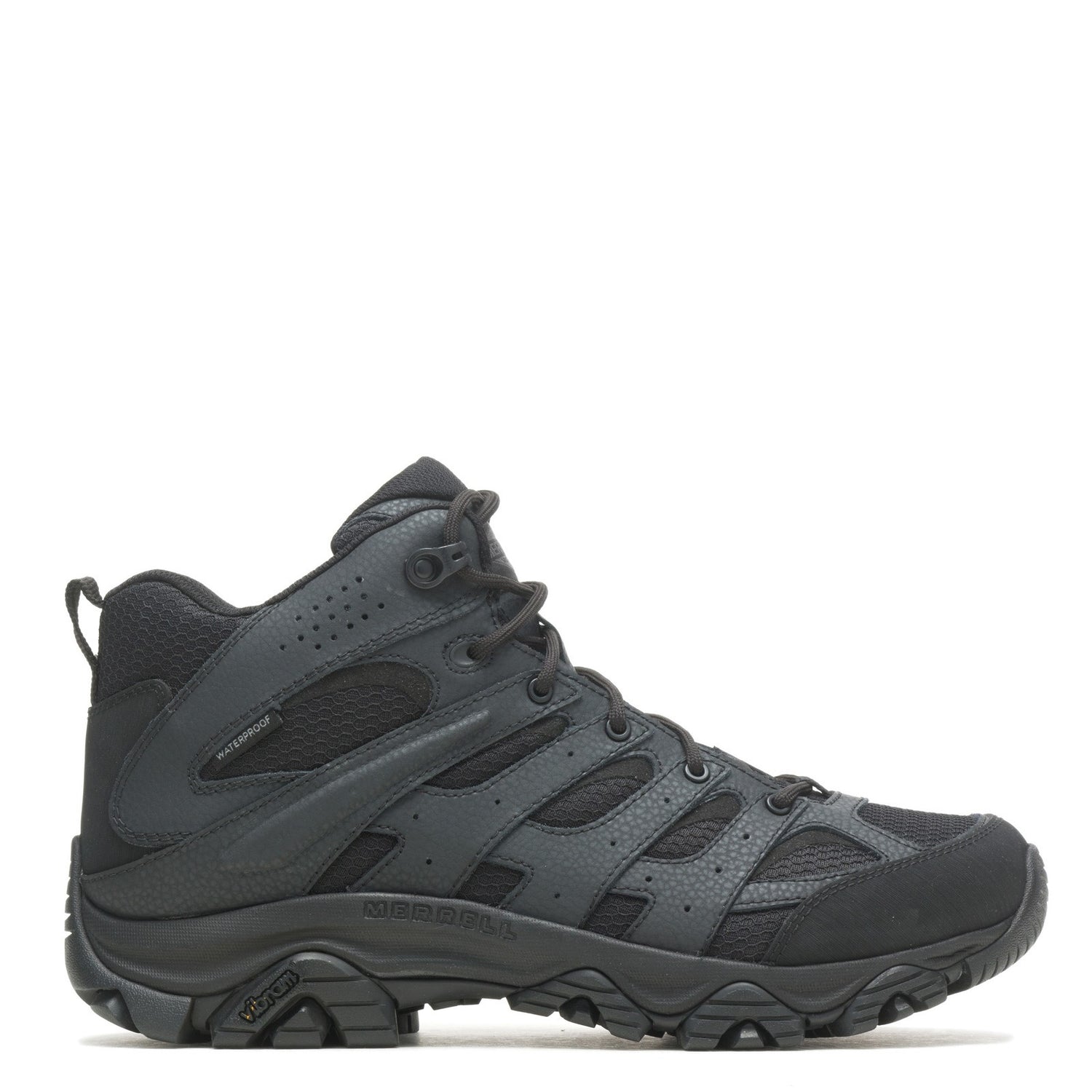 Peltz Shoes  Men's Merrell Moab 3 Mid WP Tactical Work Boot - Wide WIdth Black J003911W