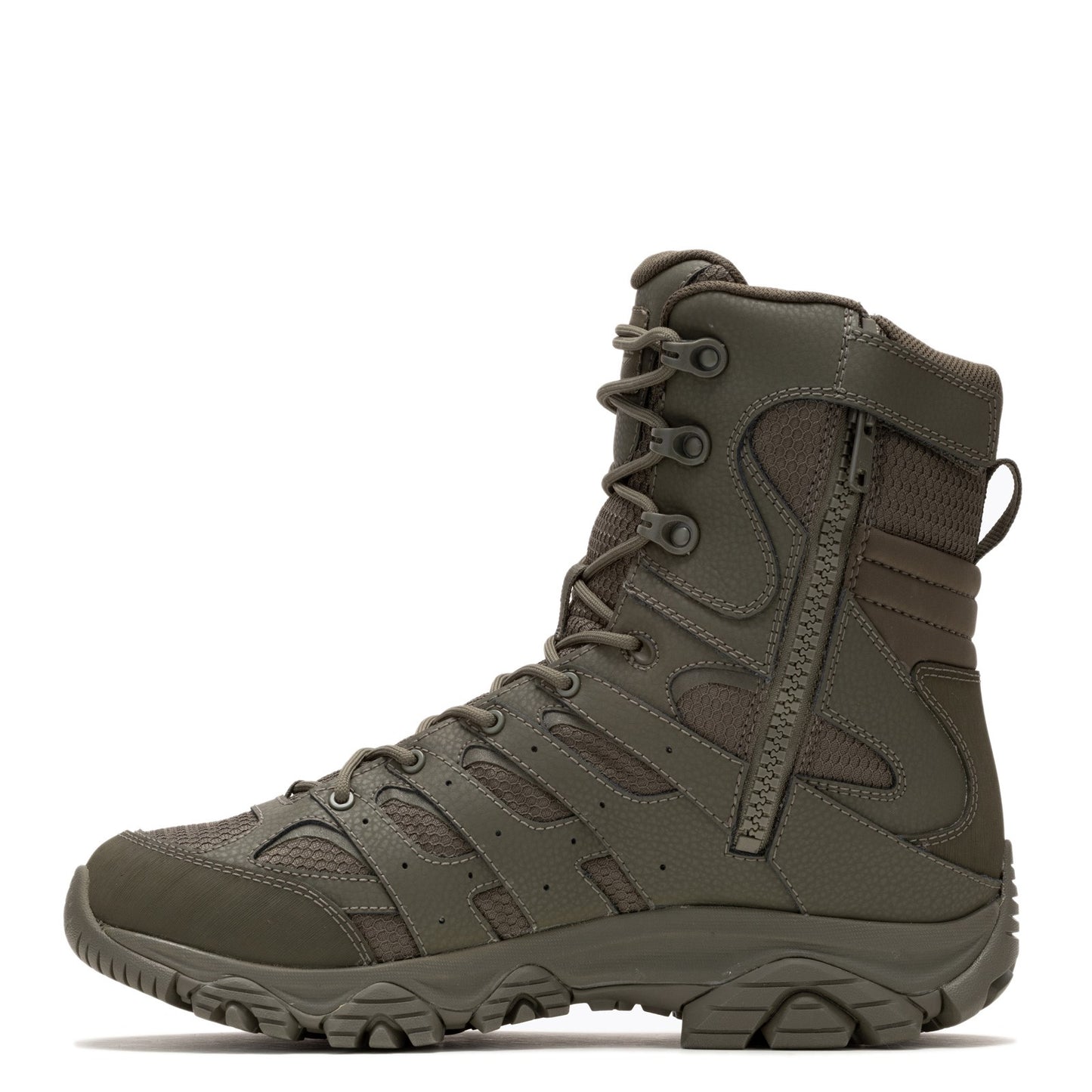 Peltz Shoes  Men's Merrell Moab 3 WP Tactical Zip 8in Work Boot Dark Olive J004109