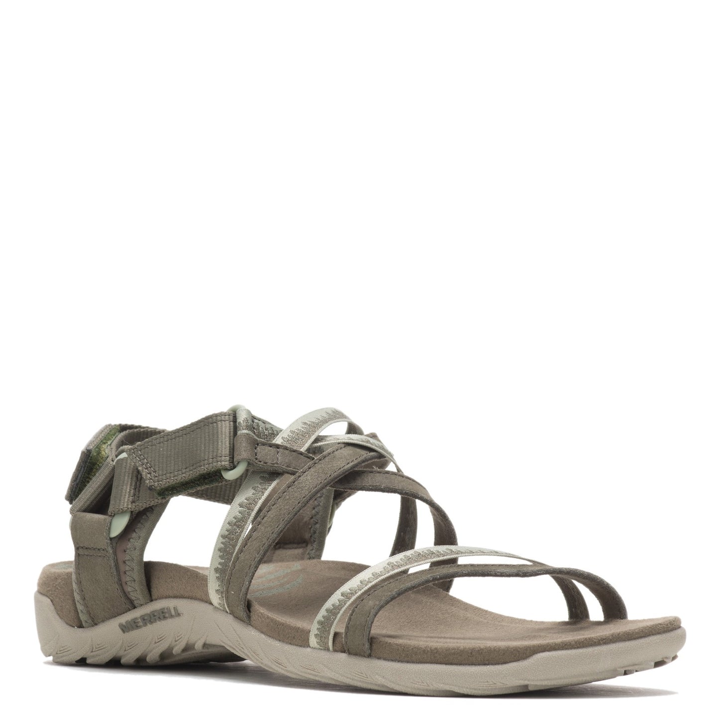 Peltz Shoes  Women's Merrell Terran Cush 3 Lattice Sandal OLIVE J004570