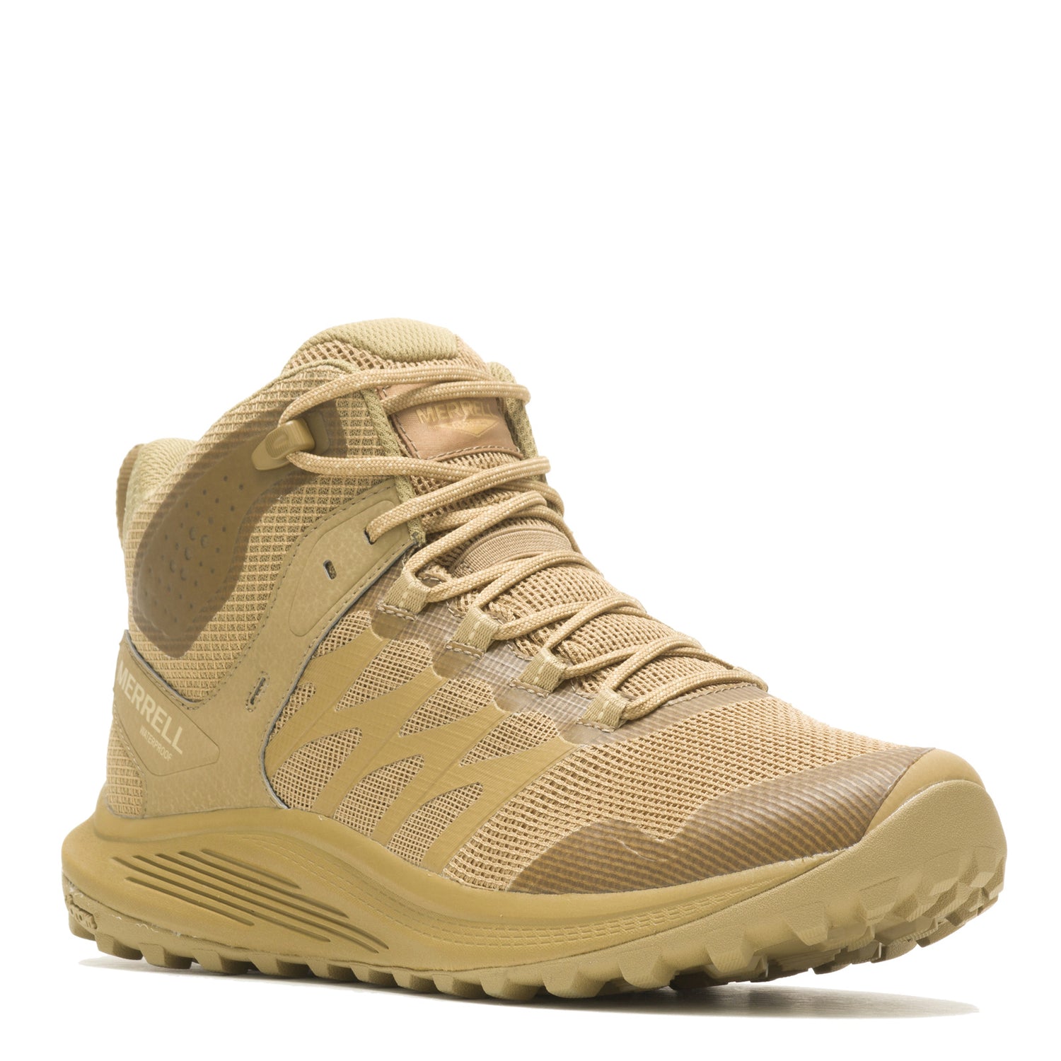 Peltz Shoes  Men's Merrell Nova 3 Mid Tactical Waterproof Hiking Boot Dark Coyote J005051