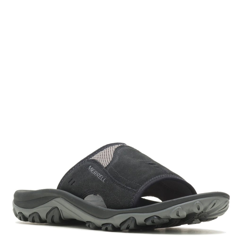 Men's Merrell Huntington Leather Slide Sandal BLACK LEATHER J036851