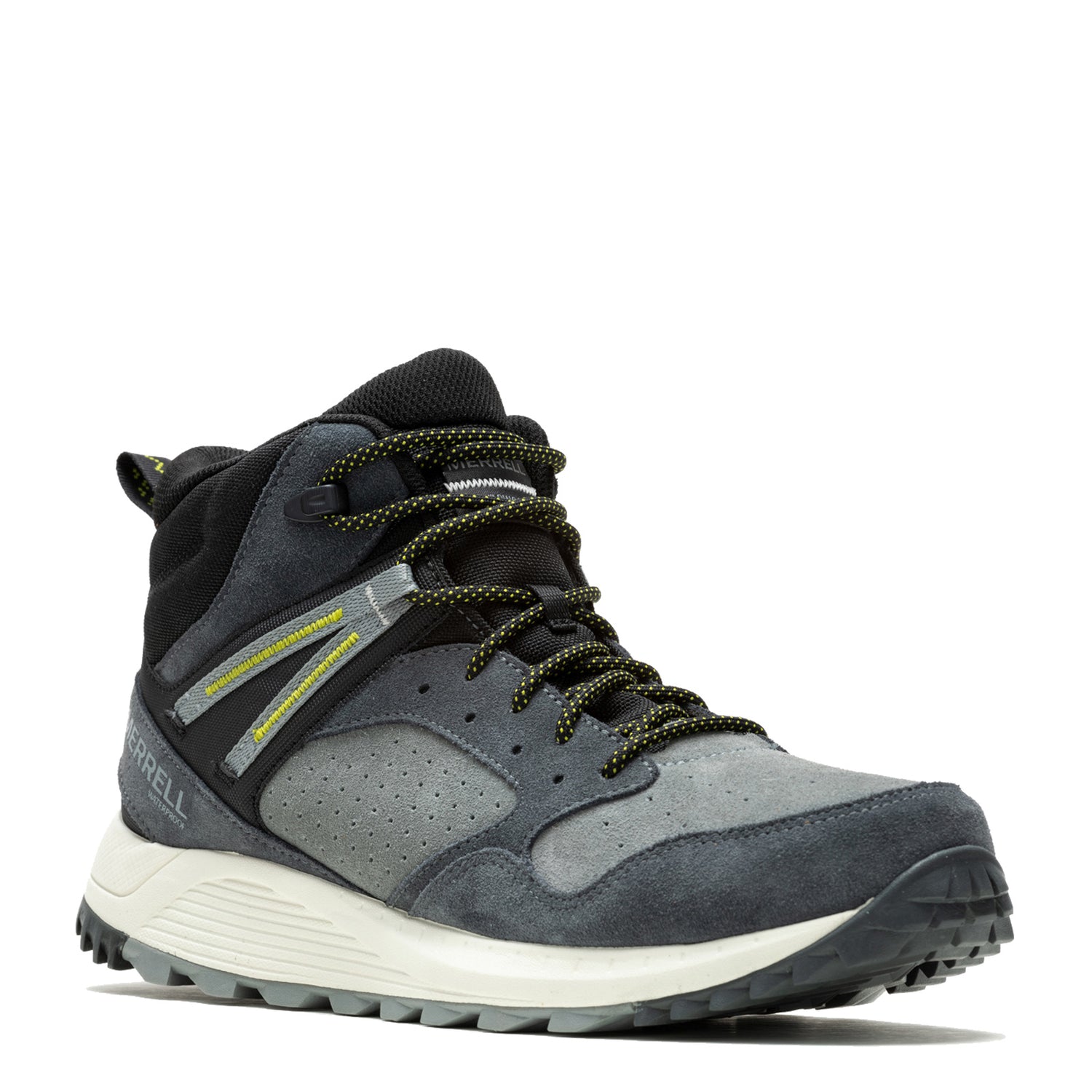 Peltz Shoes  Men's Merrell Wildwood Mid Leather WP Boot Grey J068029