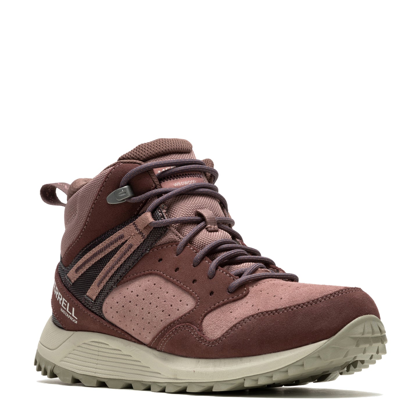 Peltz Shoes  Women's Merrell Wildwood Mid Leather WP Boot Marron J068104