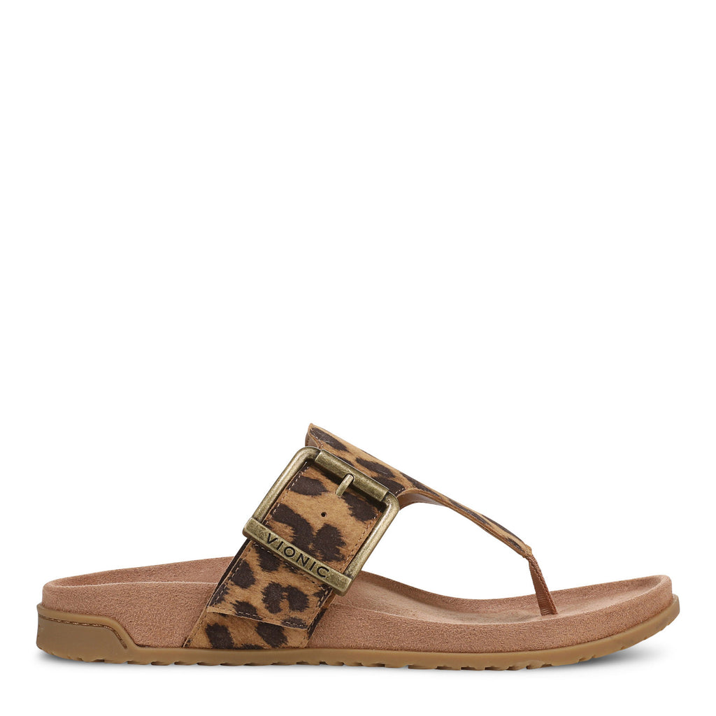 Women's Vionic Emma Thong Sandal TAN LEOPARD SUEDE J5383L5201