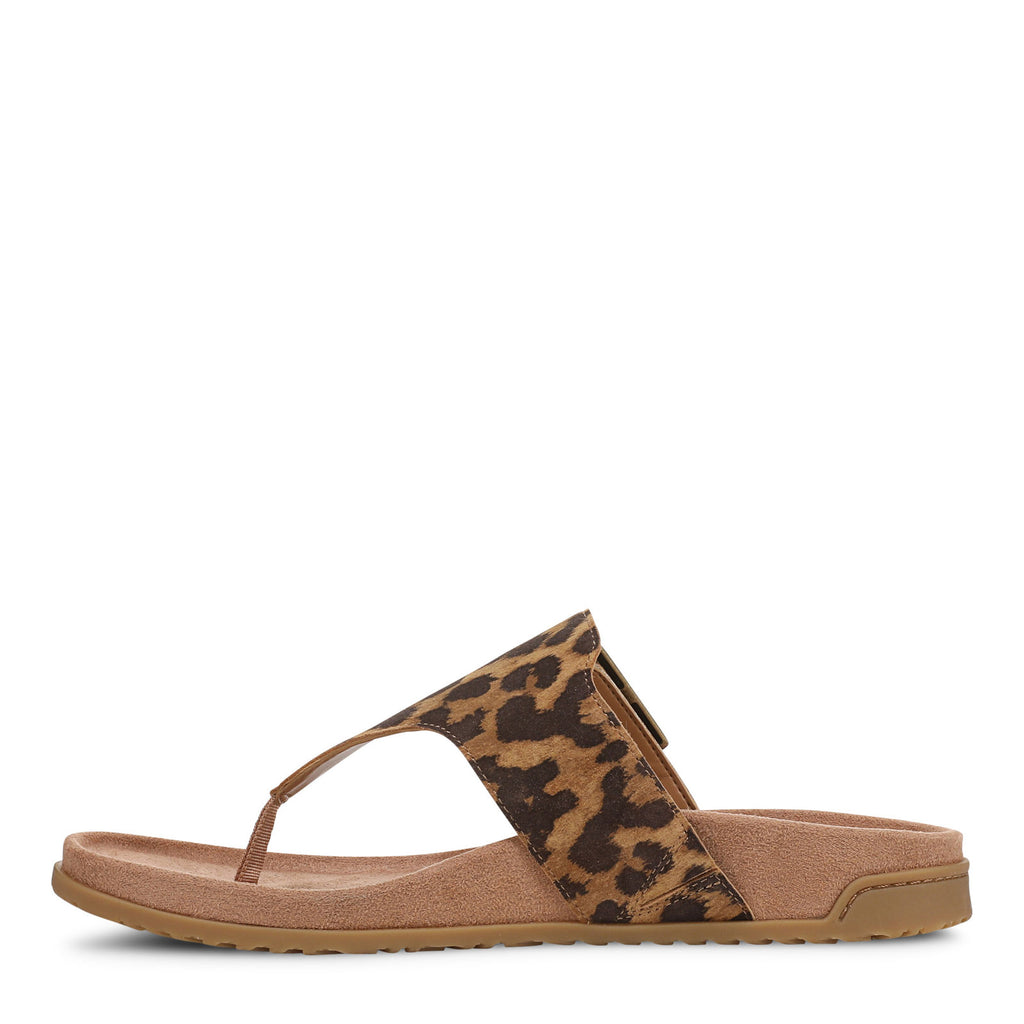 Women's Vionic Emma Thong Sandal TAN LEOPARD SUEDE J5383L5201