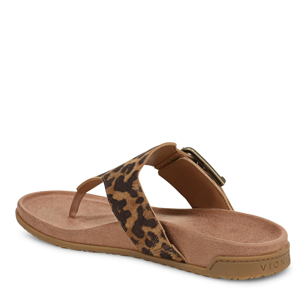 Women's Vionic Emma Thong Sandal TAN LEOPARD SUEDE J5383L5201