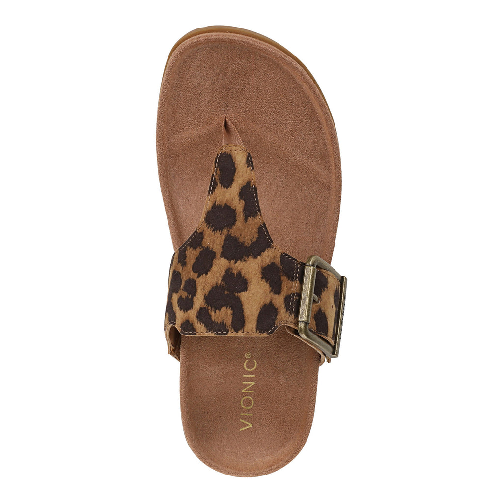 Women's Vionic Emma Thong Sandal TAN LEOPARD SUEDE J5383L5201