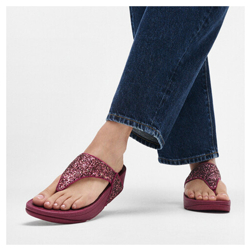 Women's FitFlop Lulu Glitter Thong Sandal Ruby Mix JE6-C93