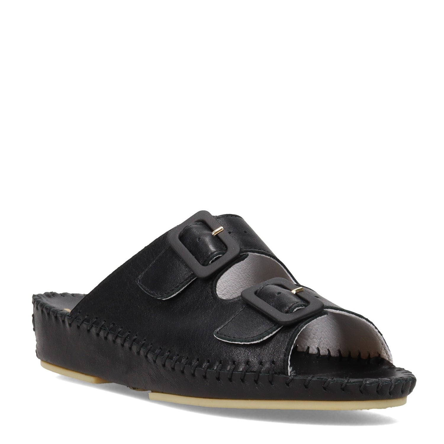 Peltz Shoes  Women's La Plume Jen Sandal BLACK LEATHER JEN-BLACK LEA