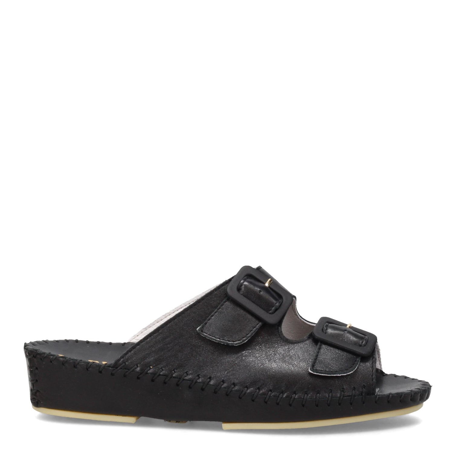 Peltz Shoes  Women's La Plume Jen Sandal BLACK LEATHER JEN-BLACK LEA