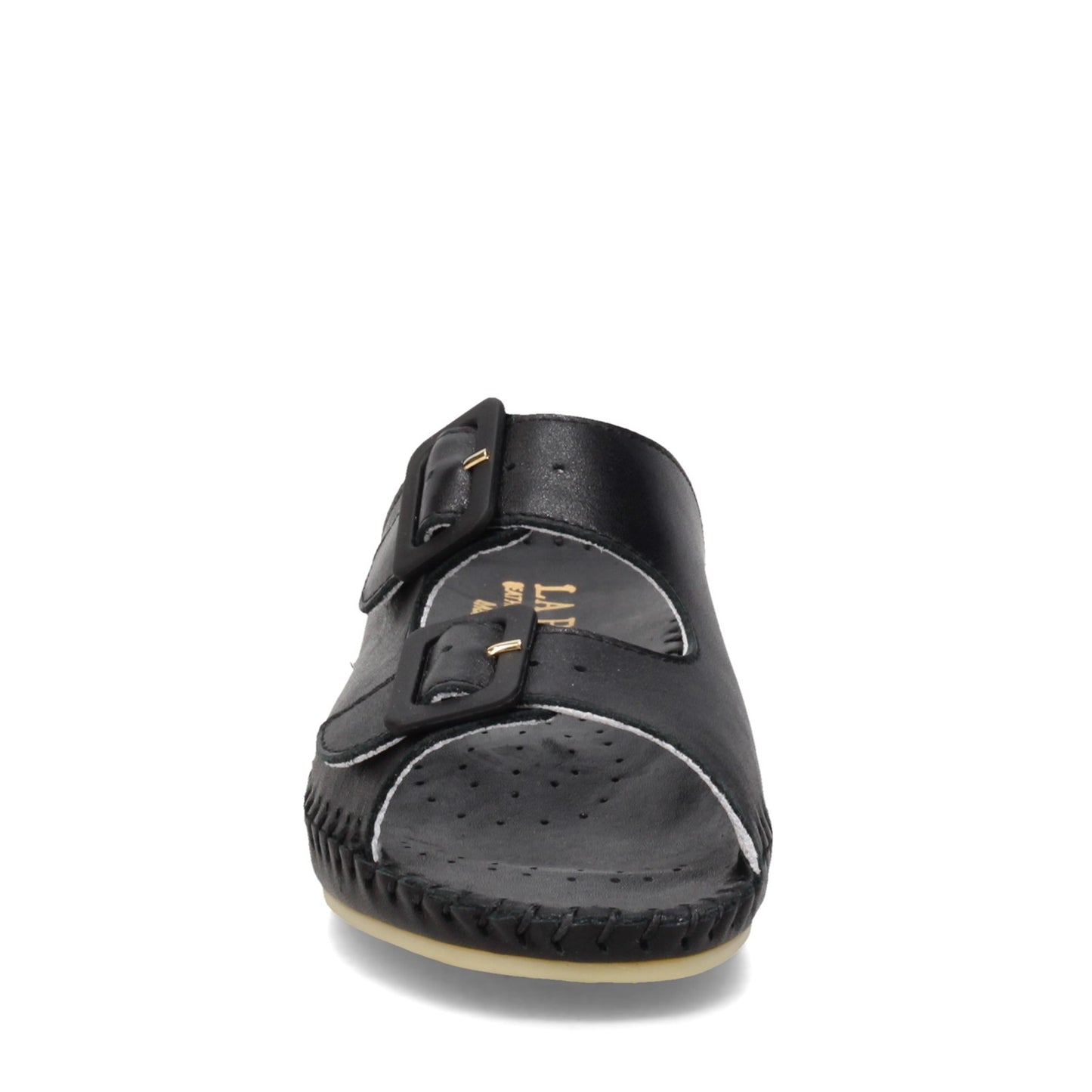 Peltz Shoes  Women's La Plume Jen Sandal BLACK LEATHER JEN-BLACK LEA