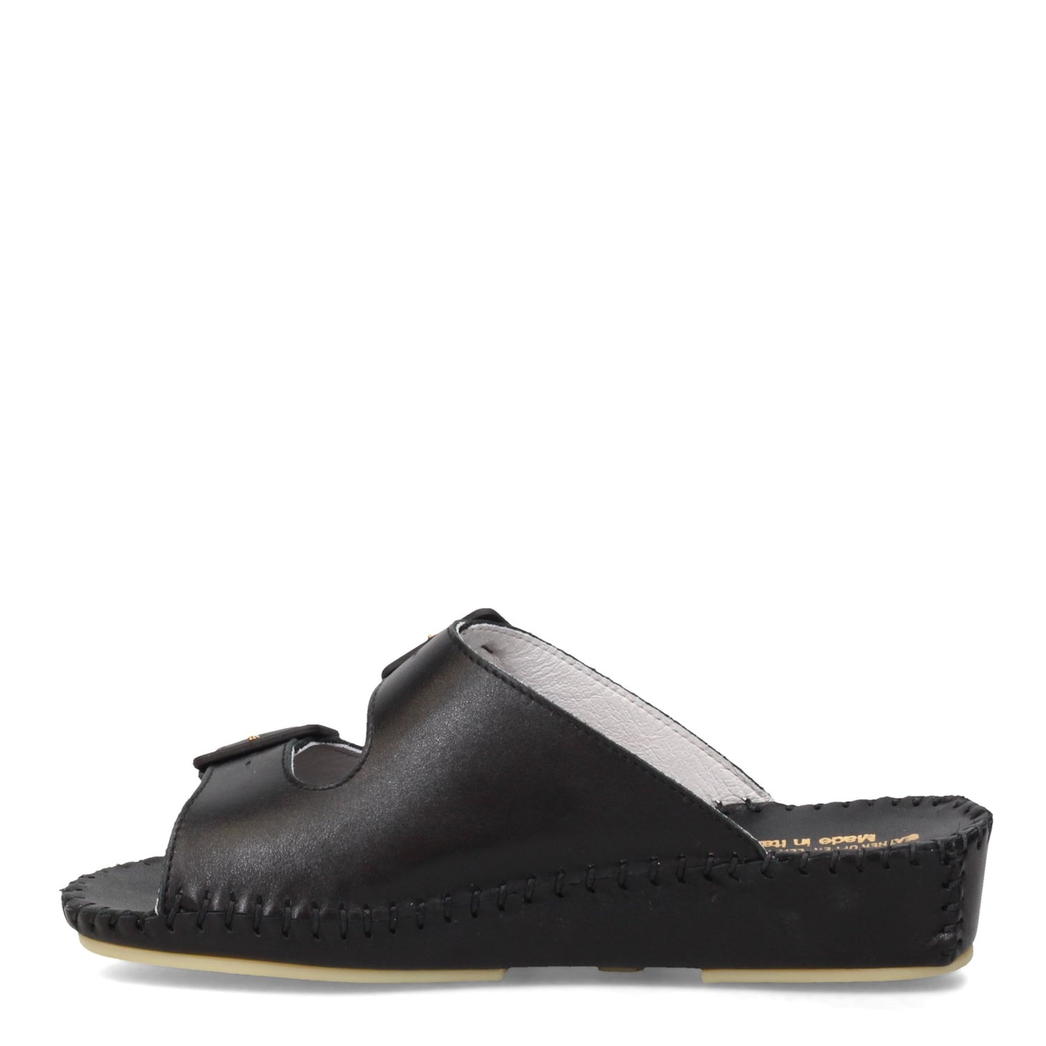 Peltz Shoes  Women's La Plume Jen Sandal BLACK LEATHER JEN-BLACK LEA