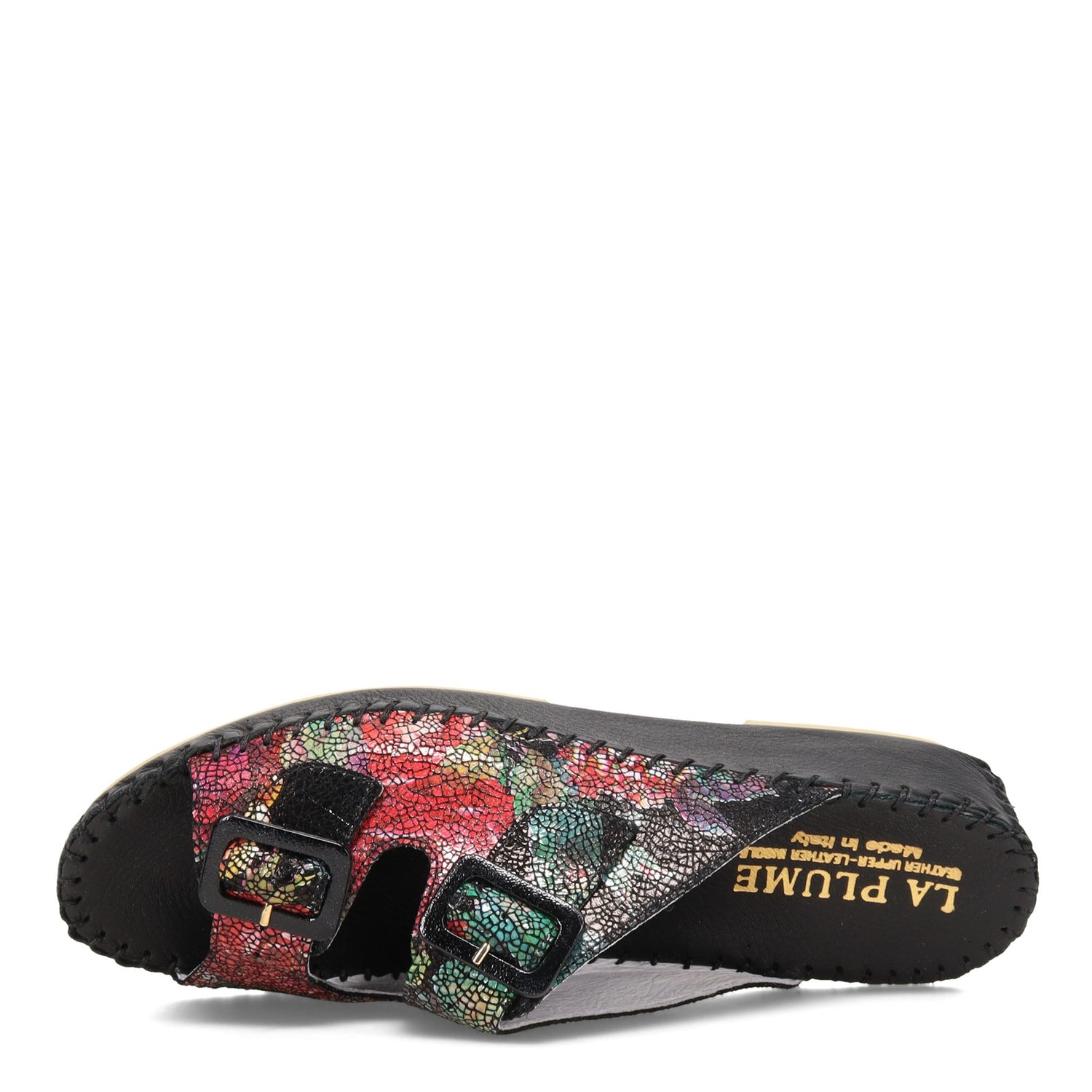 Peltz Shoes  Women's La Plume Jen Sandal BLACK MULTI JEN-BLACKDECO