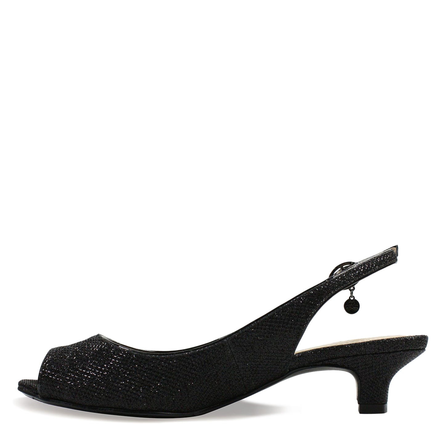 Peltz Shoes  Women's J Renee Jenvey Sandal Black Glitter JENVEY-GFBLK