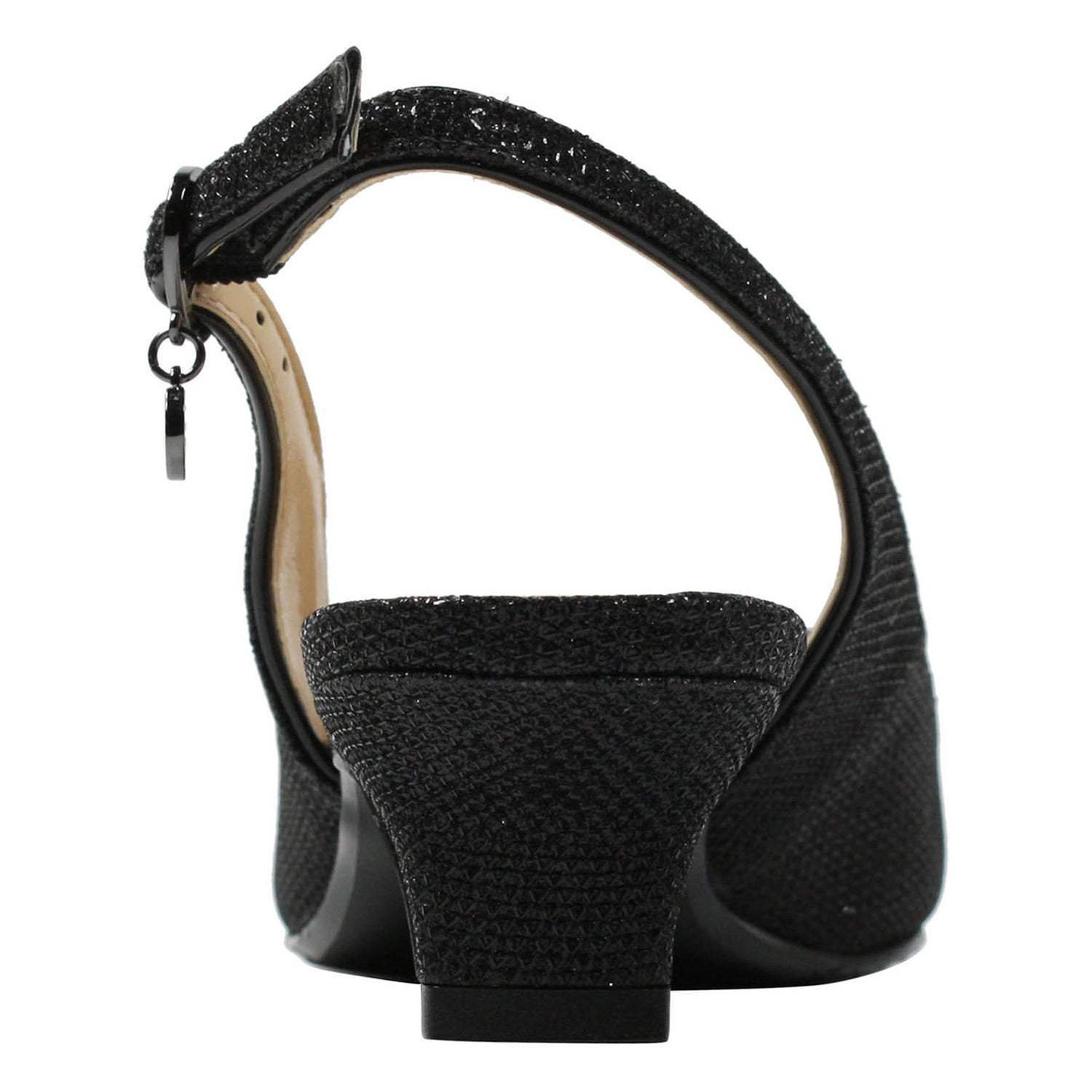 Peltz Shoes  Women's J Renee Jenvey Sandal Black Glitter JENVEY-GFBLK