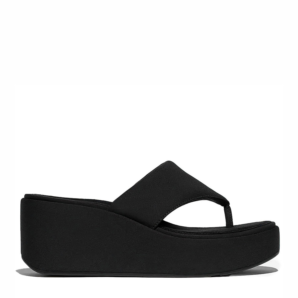 Women's FitFlop PlatFForms Wedge Toe-Post Sandal ALL BLACK JL6-090
