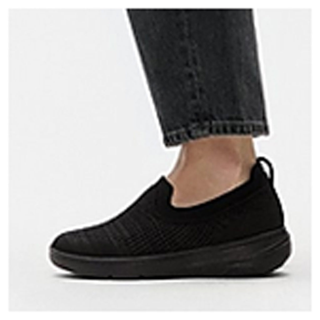 Women's FitFlop SUPER-Q Knit Slip-On Sneaker ALL BLACK JM2-090