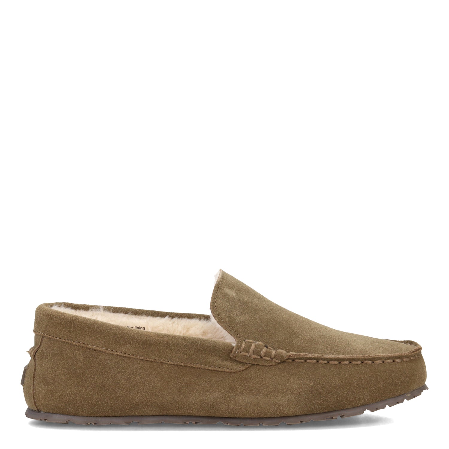 Peltz Shoes  Men's Clarks Plush Fur Venetian Slipper SAGE GREEN JMH1638-1429