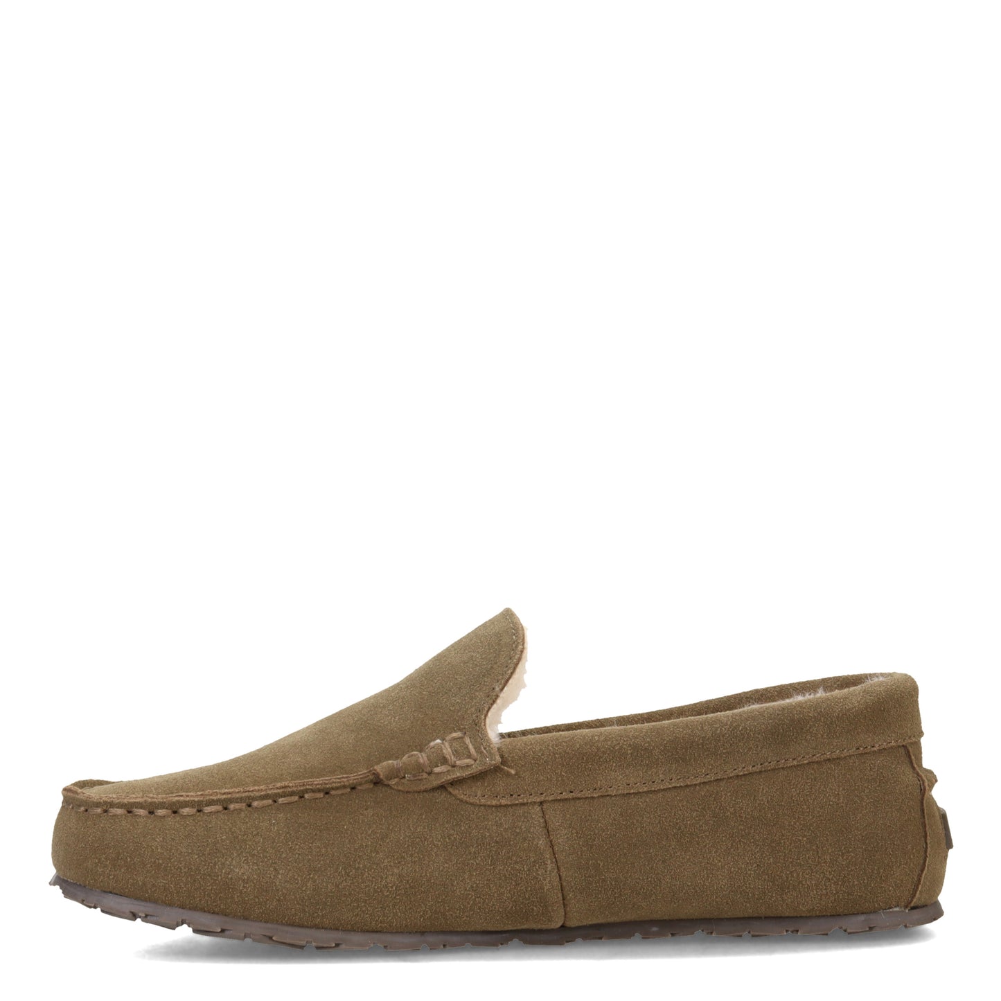 Peltz Shoes  Men's Clarks Plush Fur Venetian Slipper SAGE GREEN JMH1638-1429