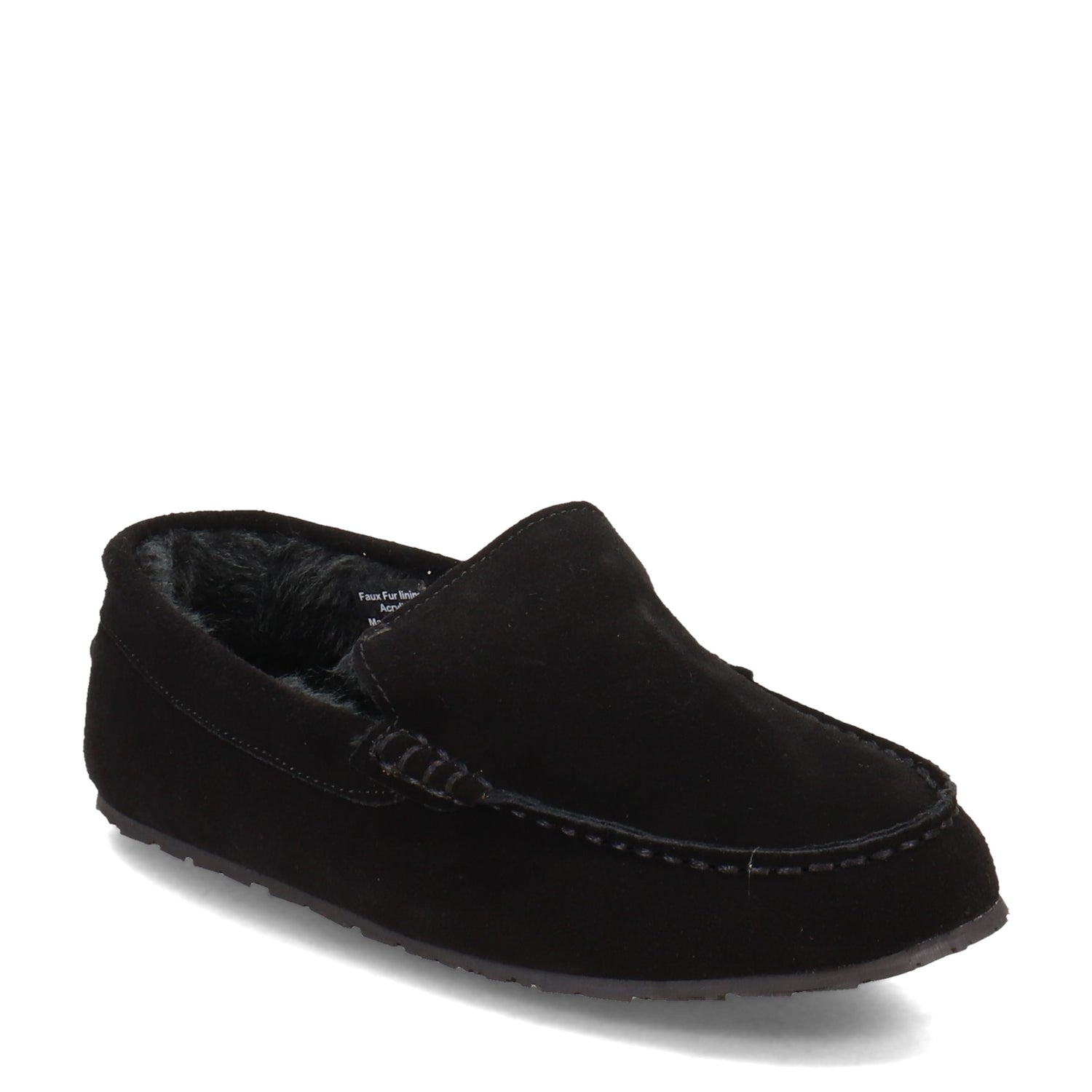 Peltz Shoes  Men's Clarks Plush Fur Venetian Slipper BLACK JMH1638-201