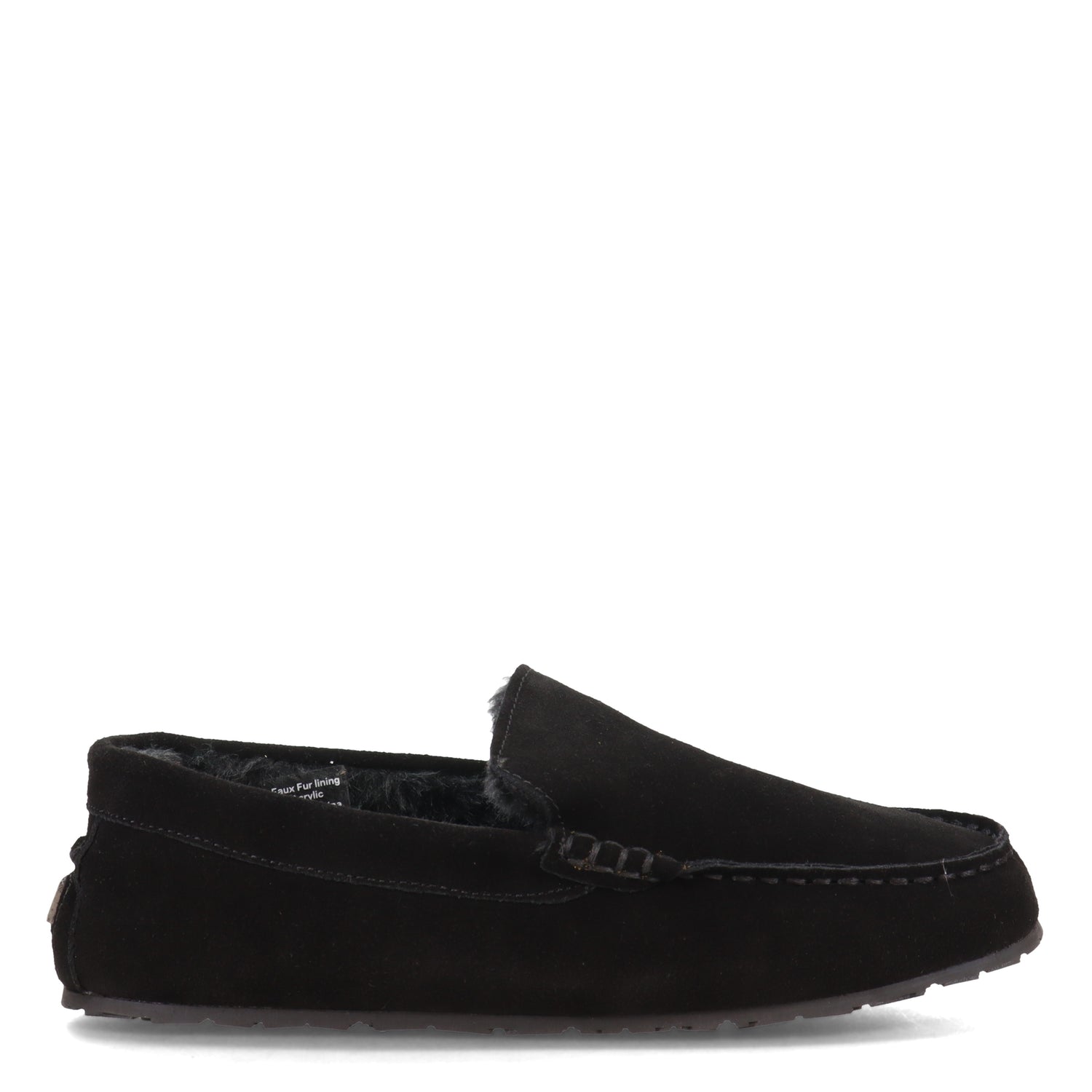 Peltz Shoes  Men's Clarks Plush Fur Venetian Slipper BLACK JMH1638-201