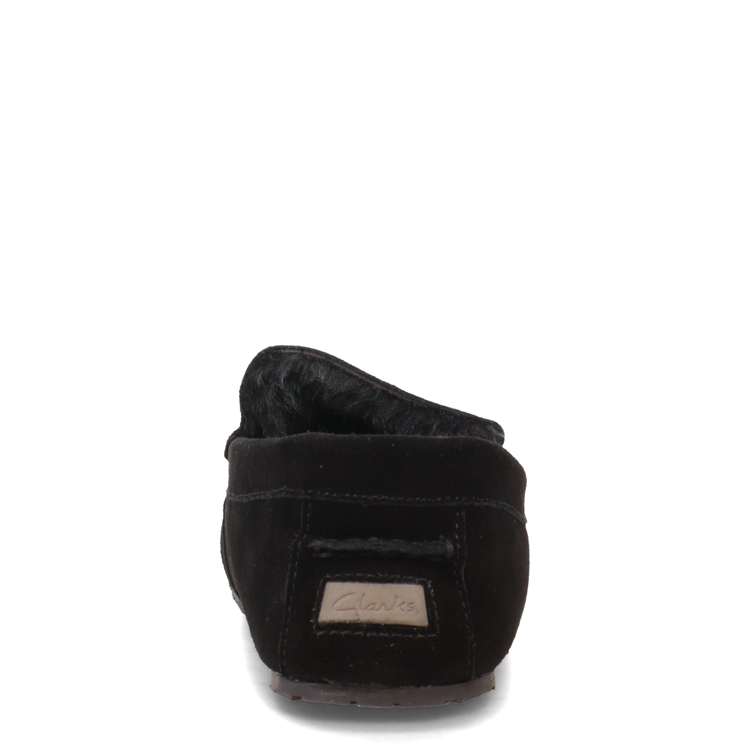 Peltz Shoes  Men's Clarks Plush Fur Venetian Slipper BLACK JMH1638-201