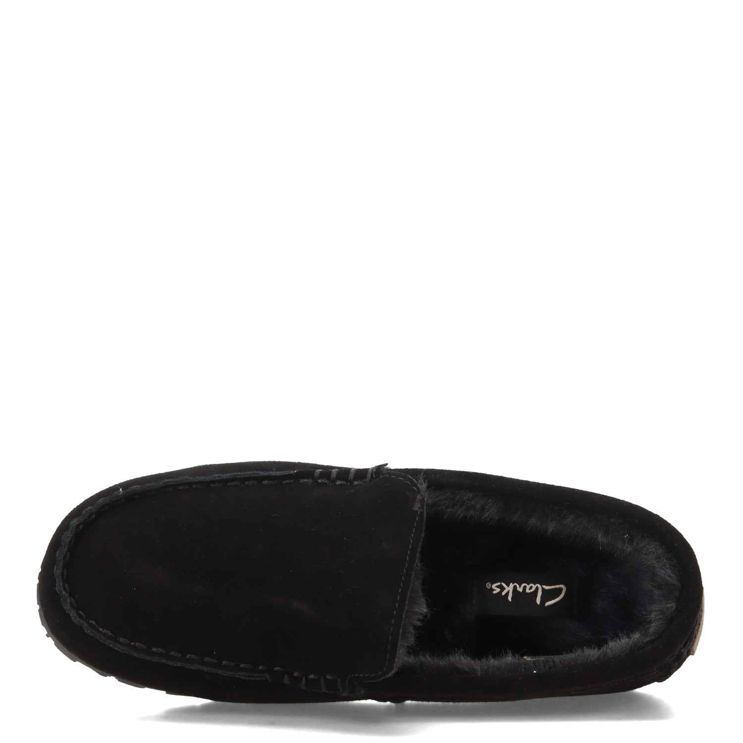 Peltz Shoes  Men's Clarks Plush Fur Venetian Slipper BLACK JMH1638-201