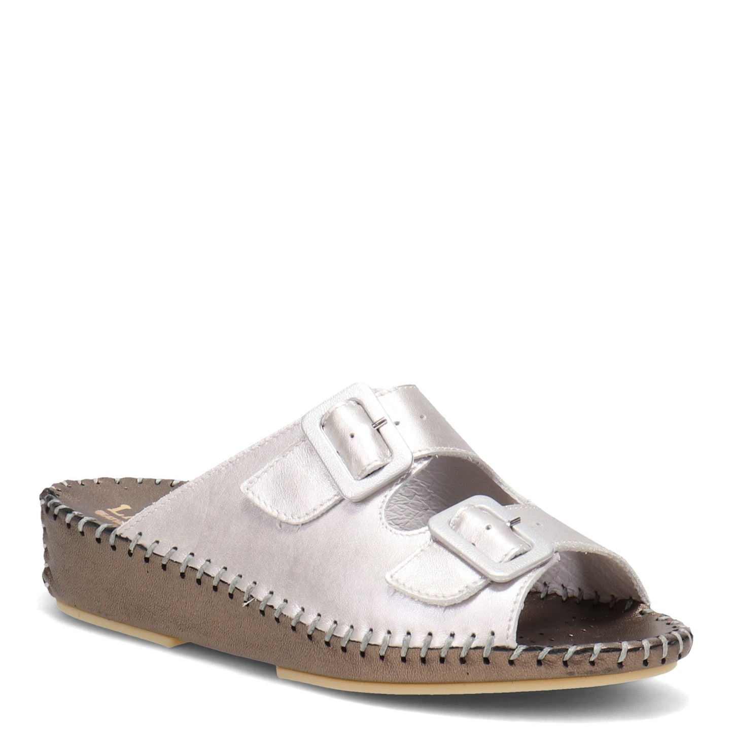 Peltz Shoes  Women's La Plume Jen Sandal SILVER BRONZE JEN-SILBRONZE