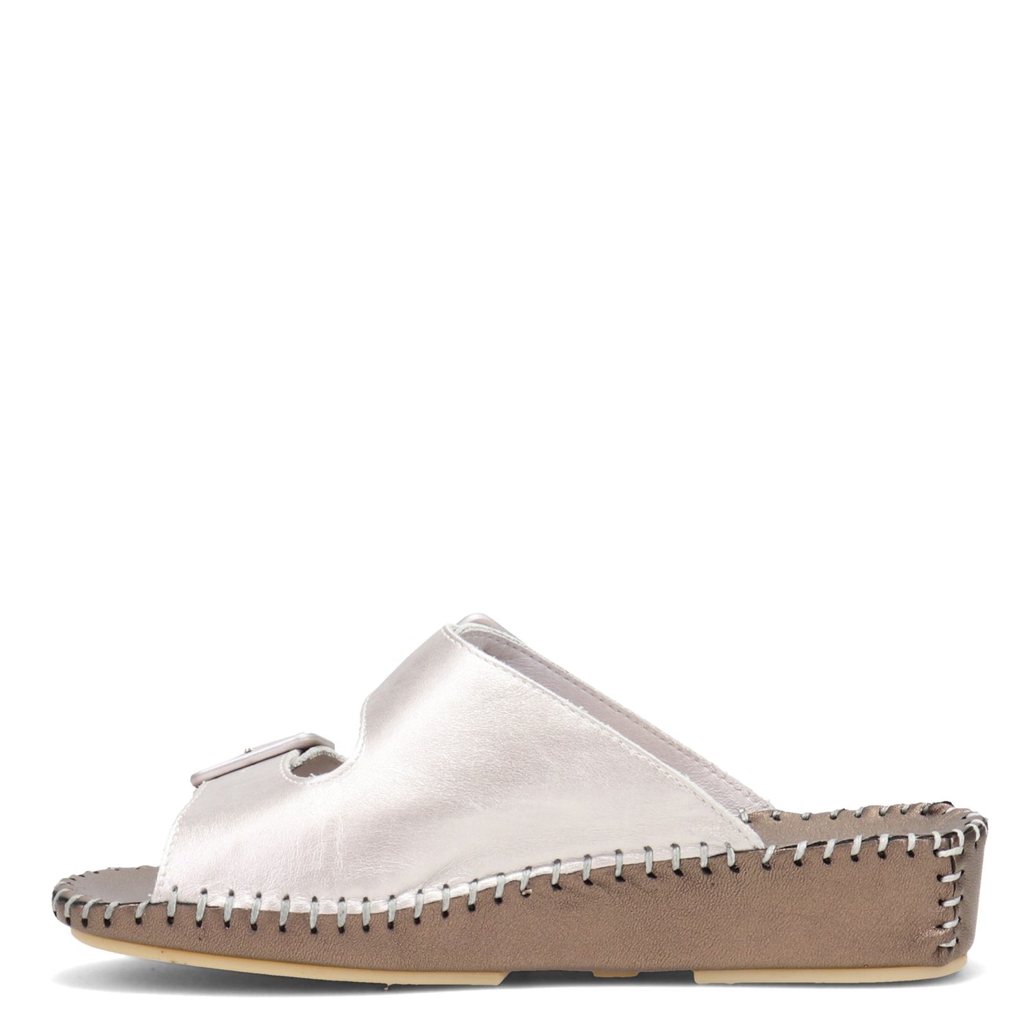Peltz Shoes  Women's La Plume Jen Sandal SILVER BRONZE JEN-SILBRONZE