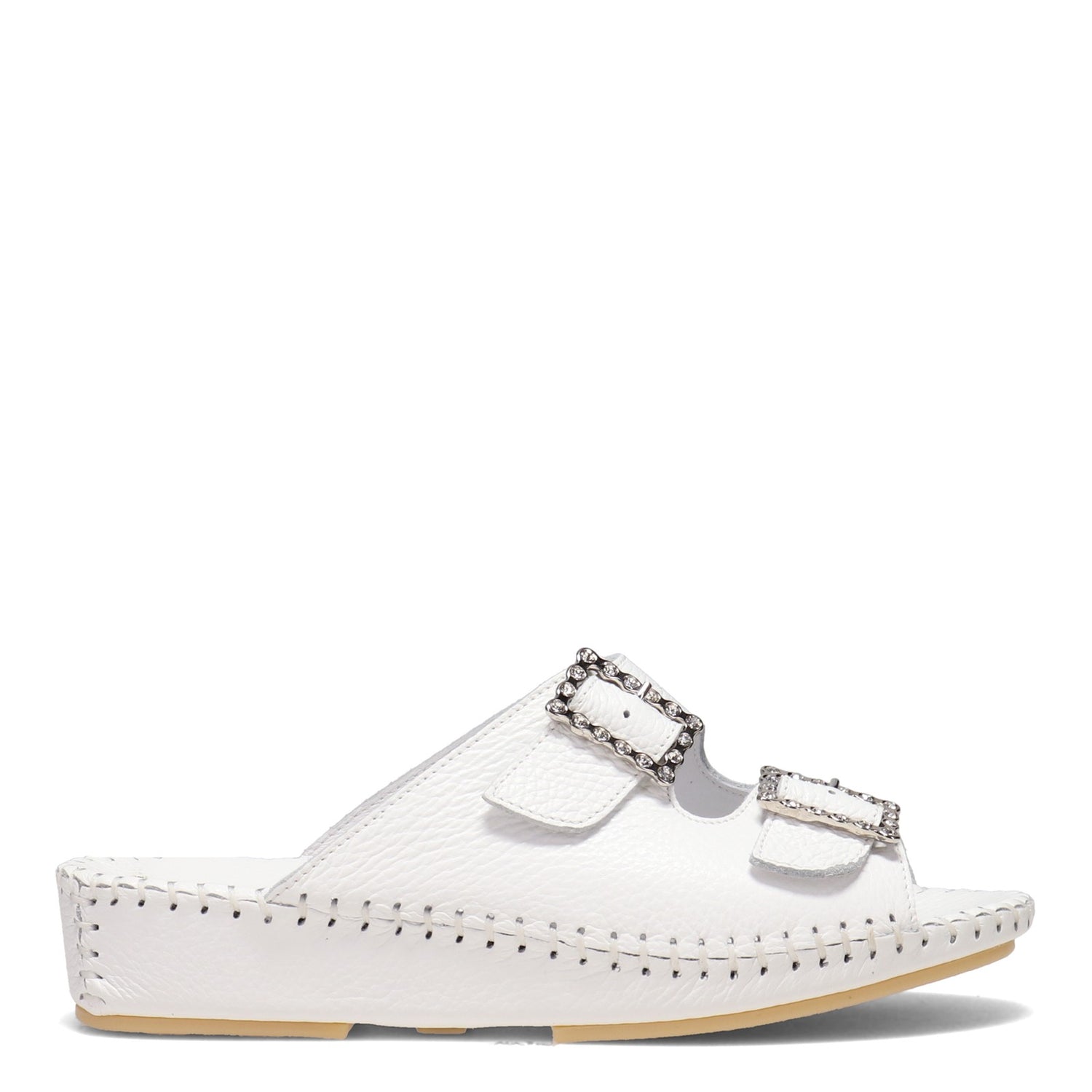 Peltz Shoes  Women's La Plume Jen Sandal WHITE RHINESTONE JEN-WHITERHINE