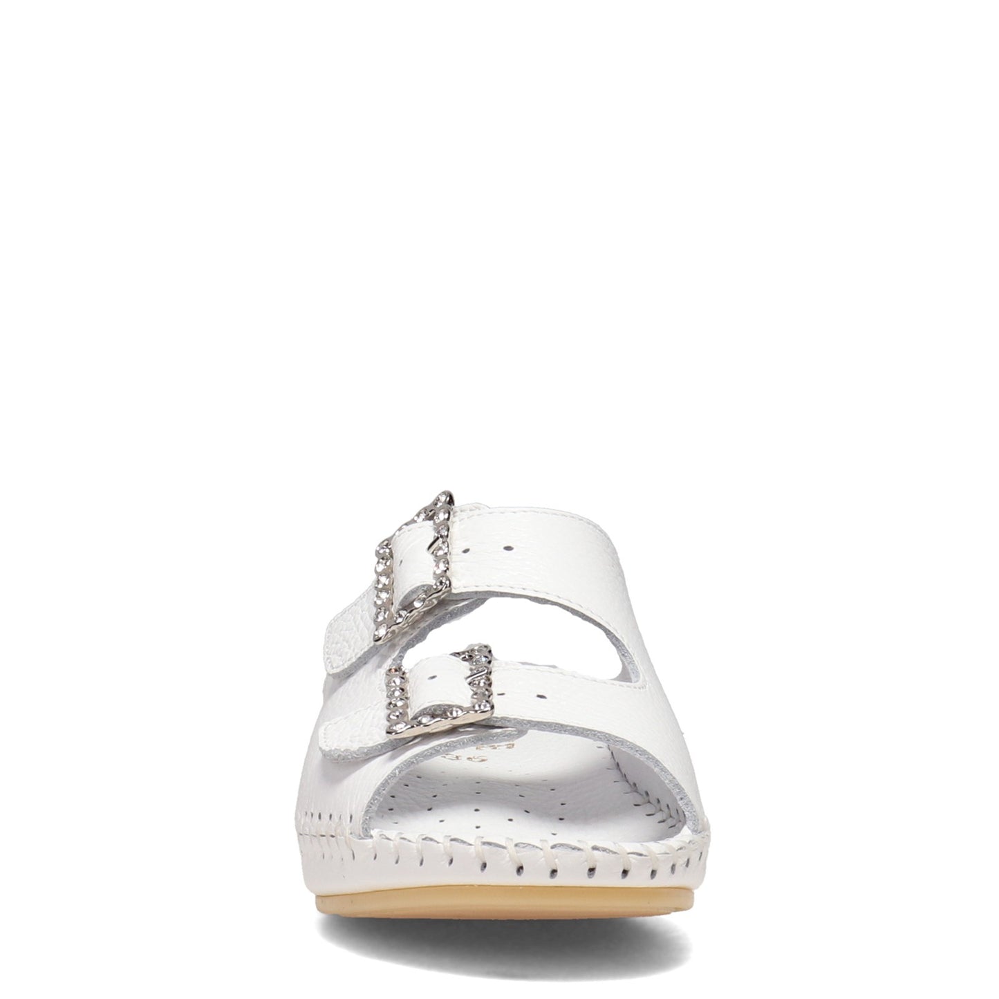 Peltz Shoes  Women's La Plume Jen Sandal WHITE RHINESTONE JEN-WHITERHINE