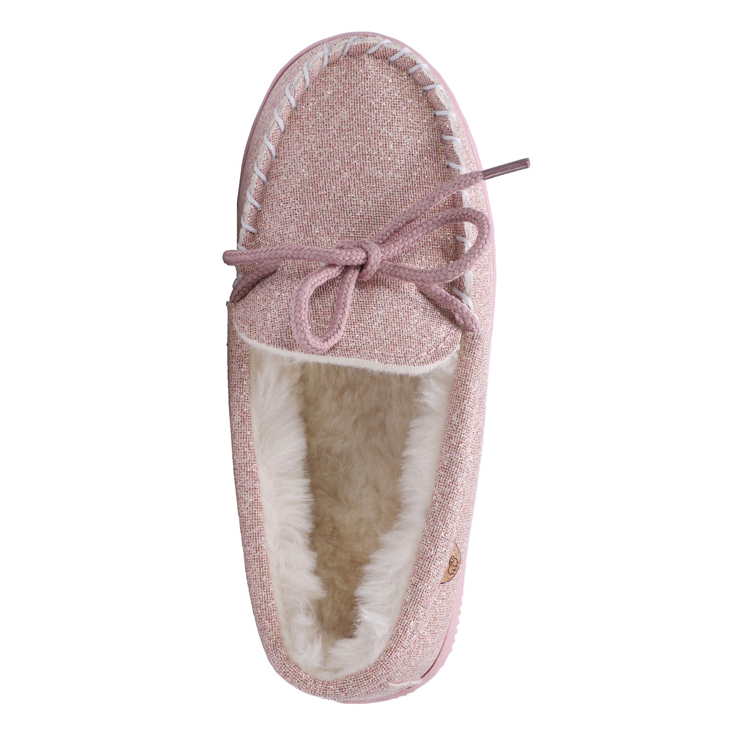 Peltz Shoes  Kid’s Lamo Moc Slip-On – Little Kid & Big Kid Pink Glitter K0302-PNKG