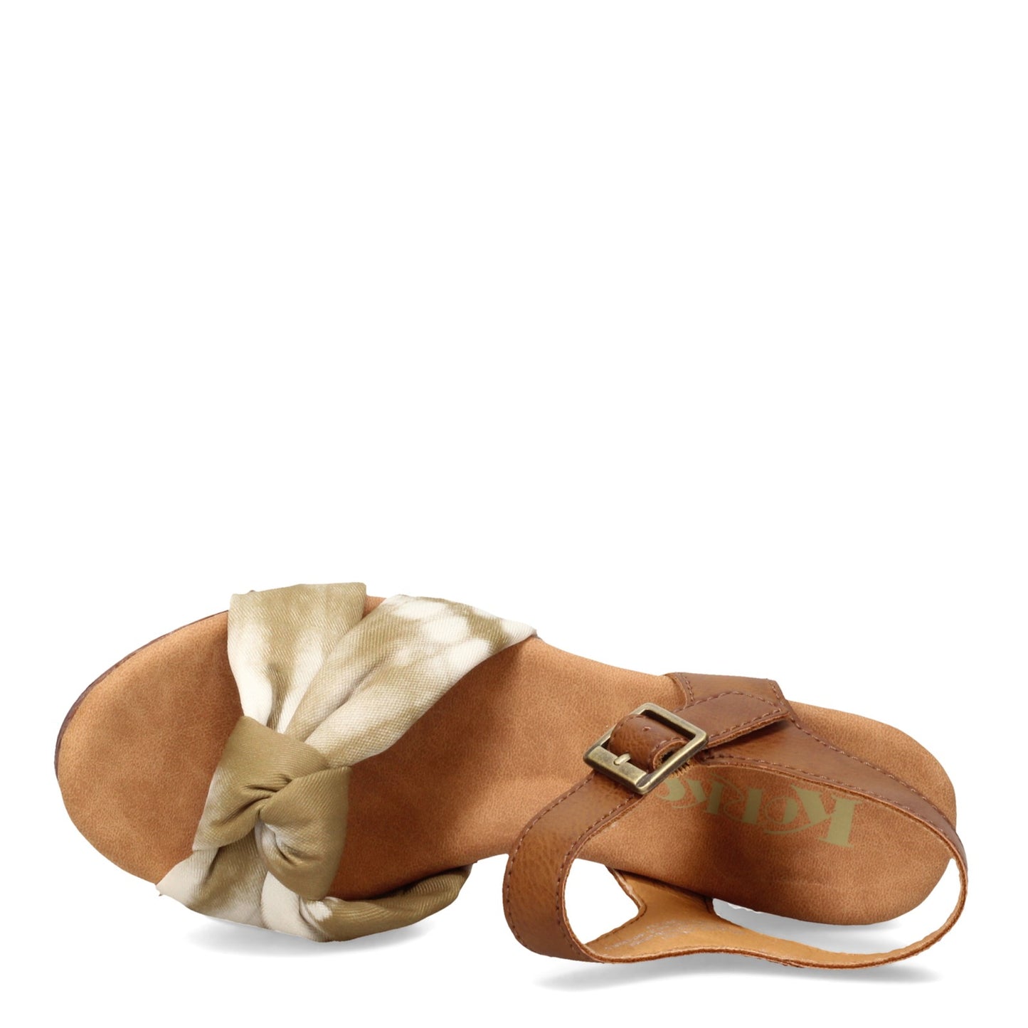 Peltz Shoes  Women's KORKS Natalia Sandal Tan Green KR0010592