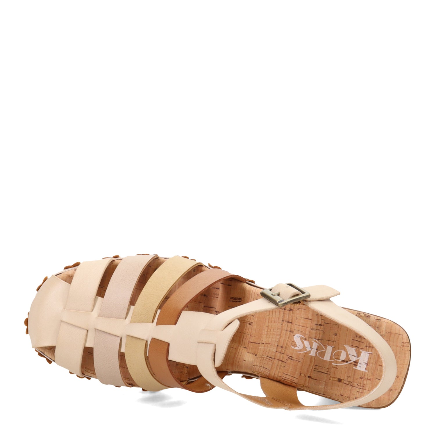Peltz Shoes  Women's KORKS Willow Sandal Cream Multi KR0010779